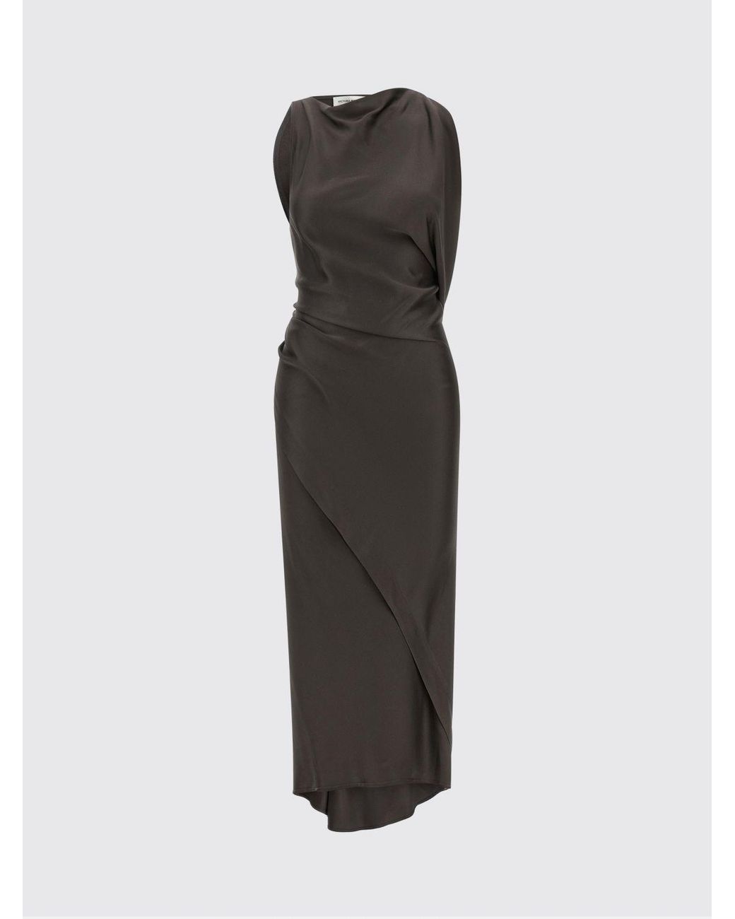 Victoria Beckham Gray Kyra Asymmetrical Midi Dress With Bare Shoulders