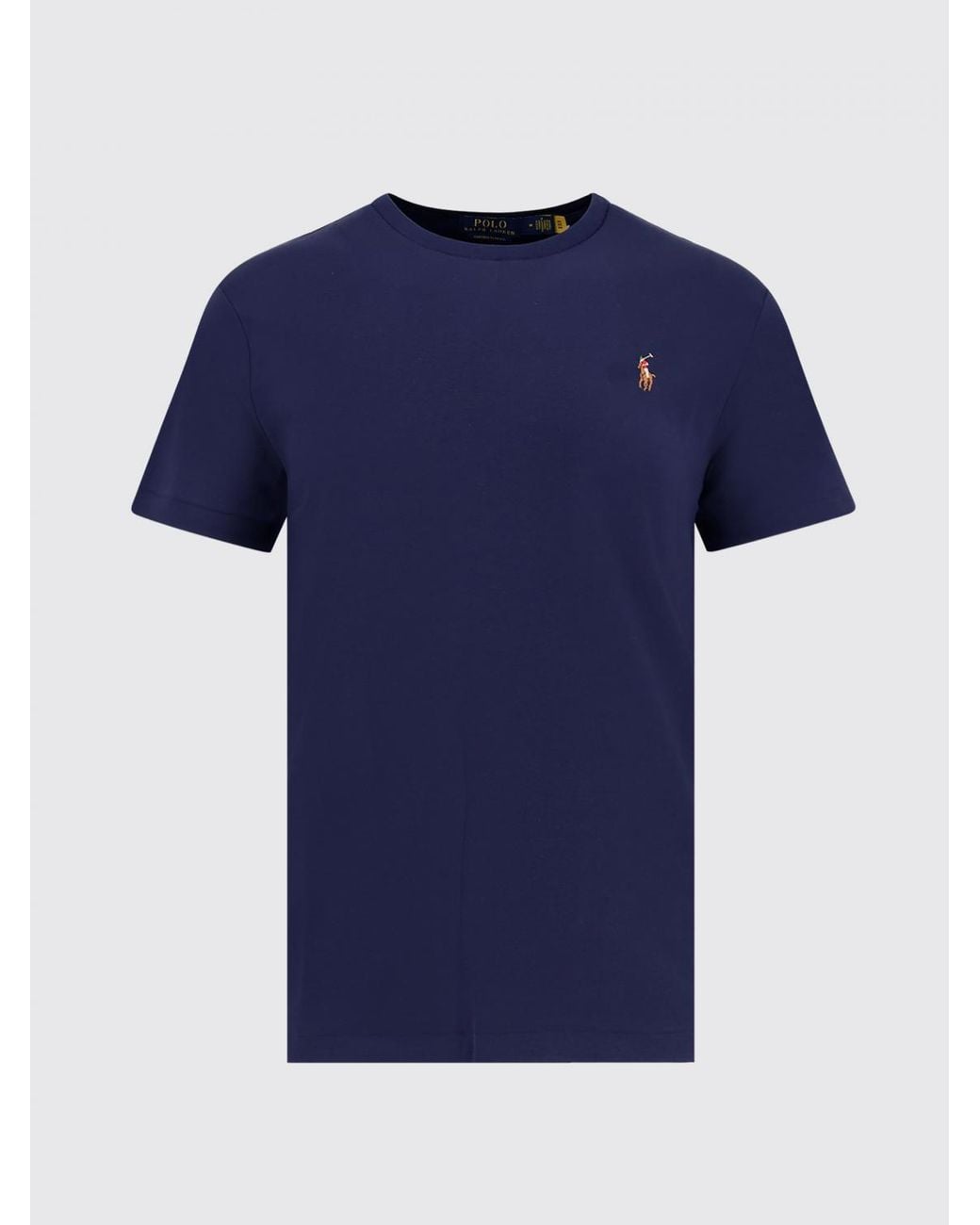 Polo Ralph Lauren Blue Cotton Crewneck T-Shirt With Embroidered Pony Logo for men