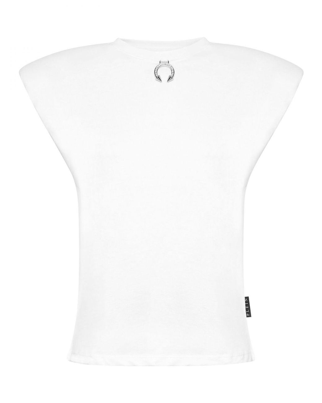 Philipp Plein White Jersey Tank Top With Crew Neck And Padded Shoulders