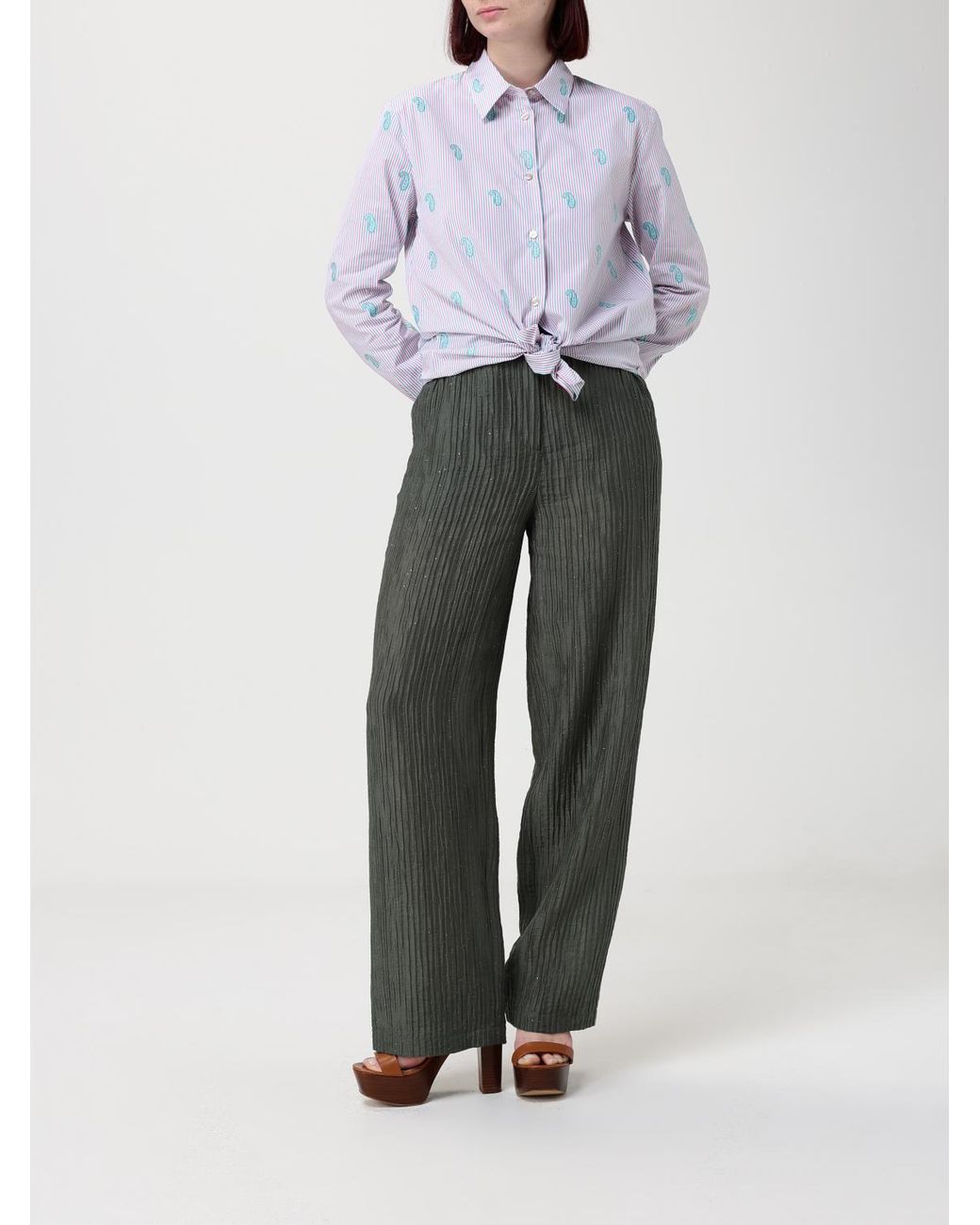 Camisa Casual De Seda A Rayas Con Estampado Paisley Etro de color Blue