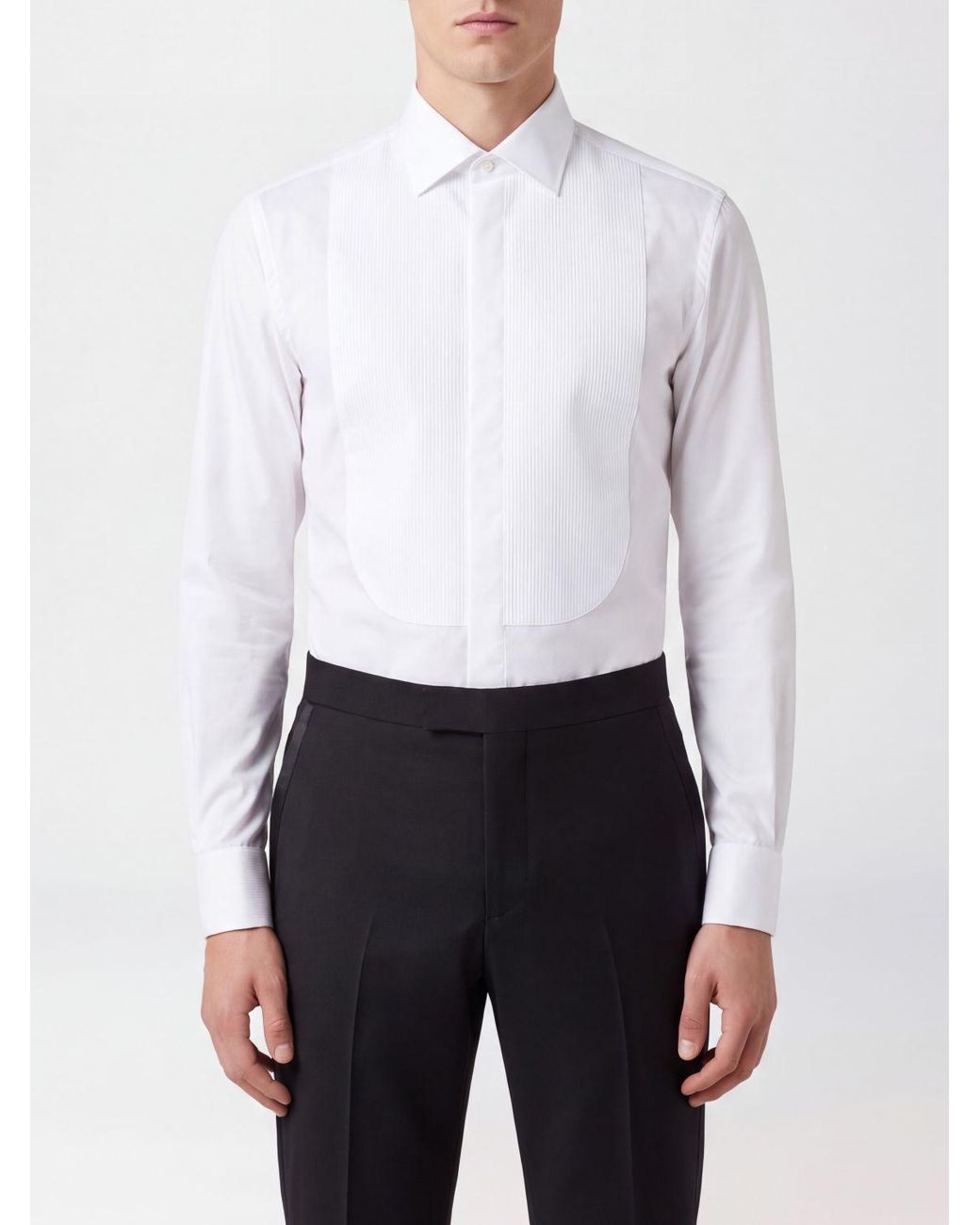 Junya Watanabe White Slim Fit Cotton Shirt With Plastron And French Collar for men