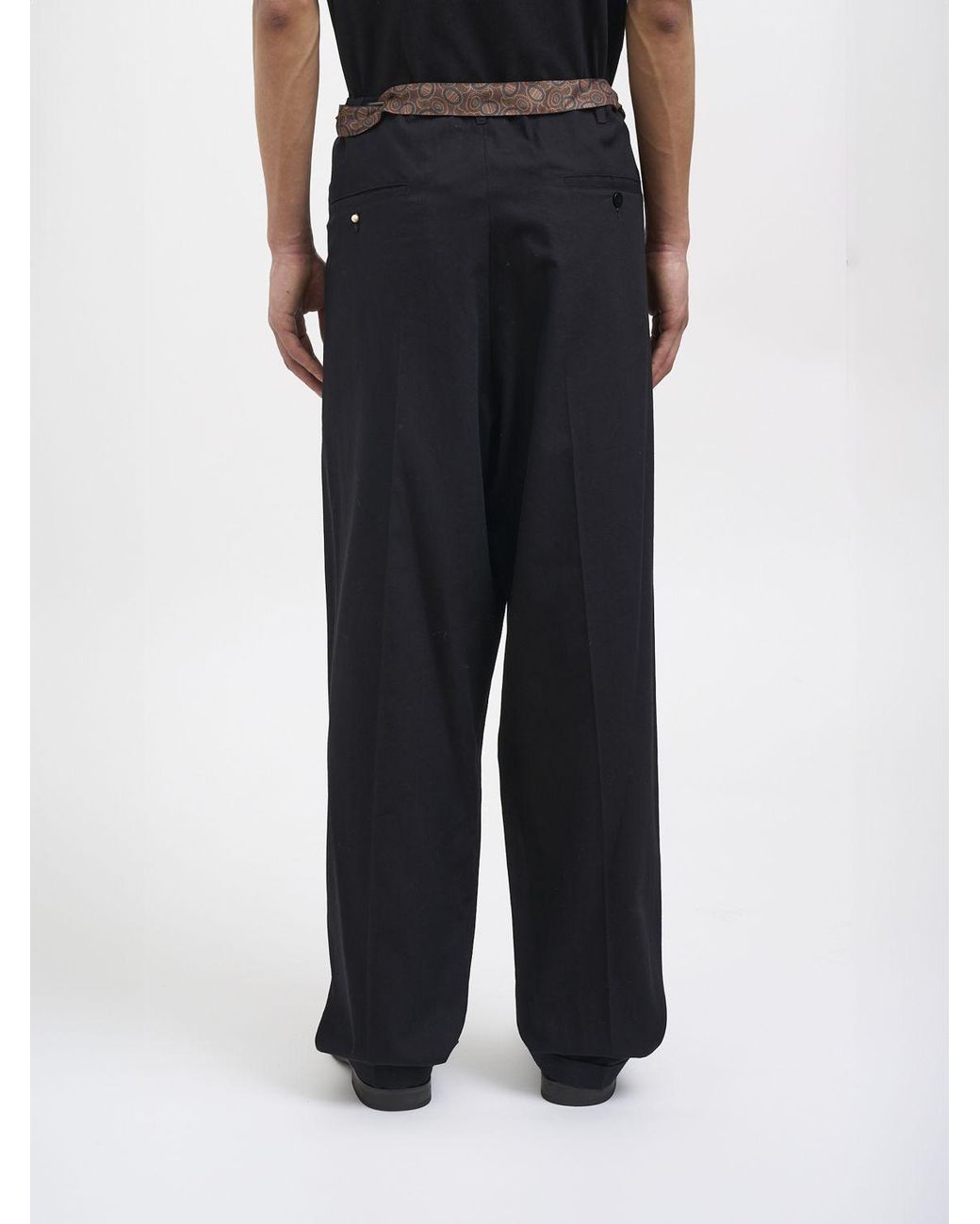 Magliano Black Cotton Wide Leg Pants for men