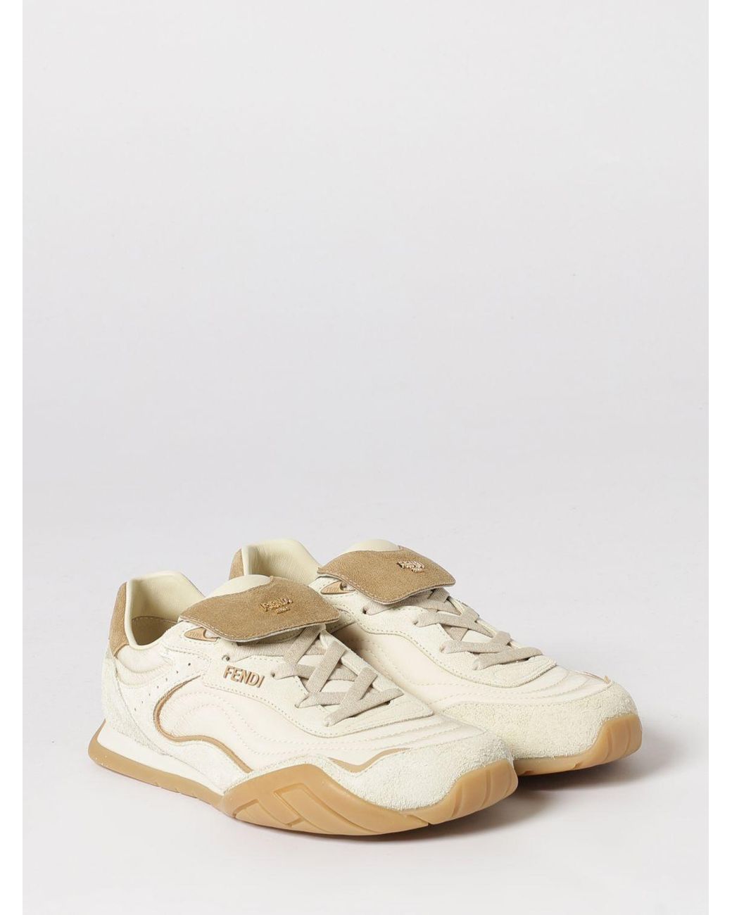 Fendi Natural Wave Pulse Suede And Nylon Sneakers