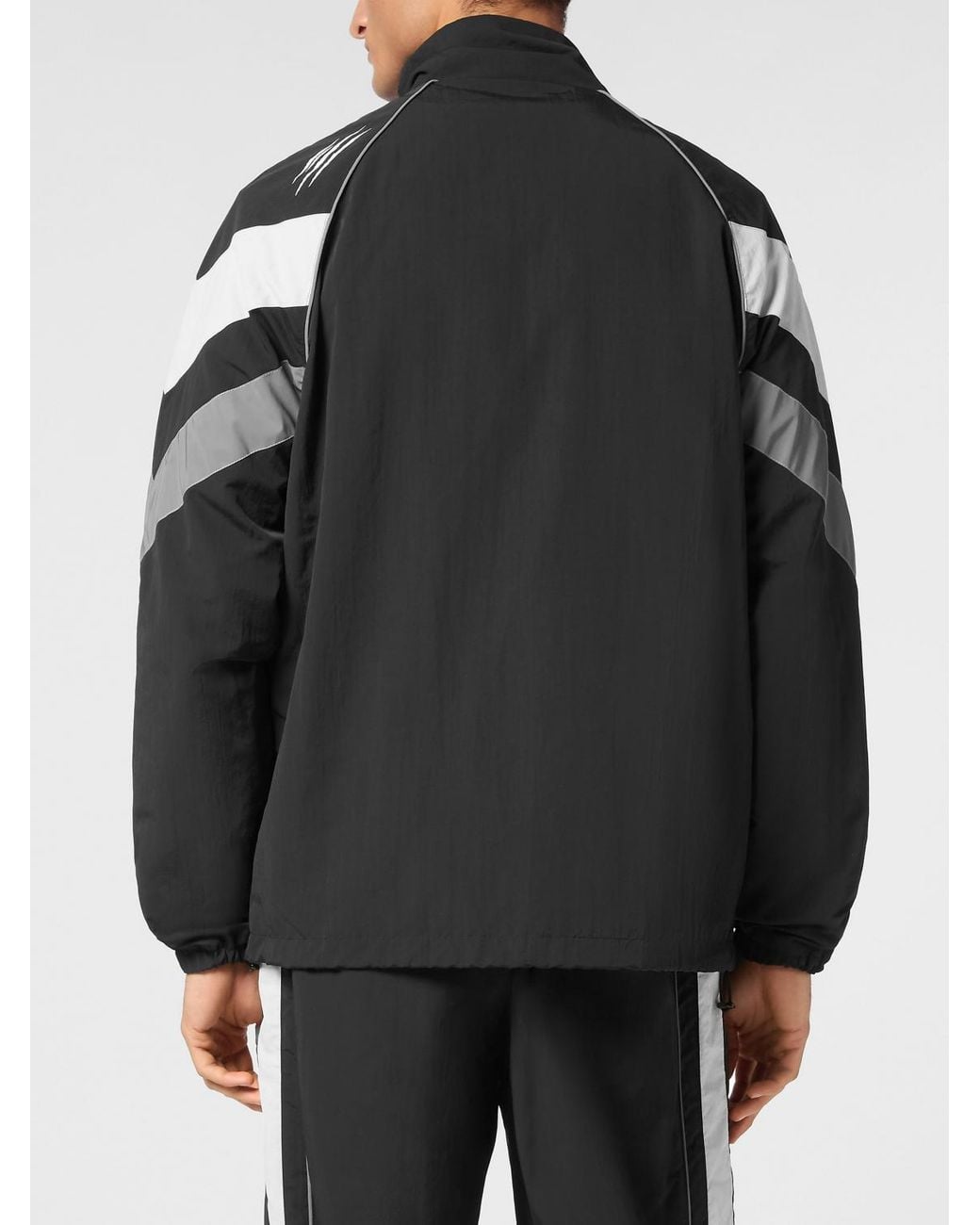 Philipp Plein Black Water-Repellent Nylon Bomber Windbreaker With Contrast Logo for men