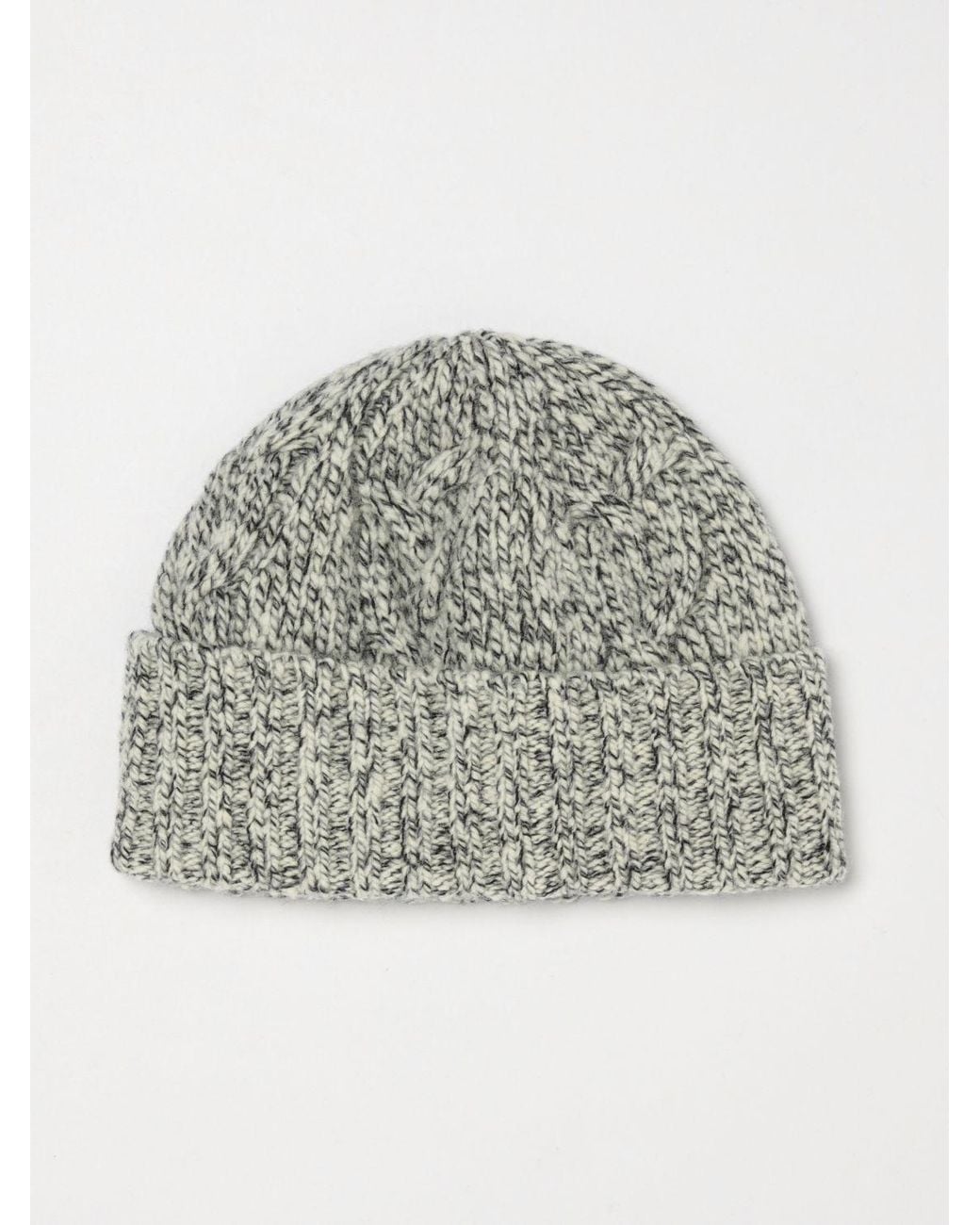 Lardini Gray Cuffed Pure Wool Ribbed Beanie Hat for men