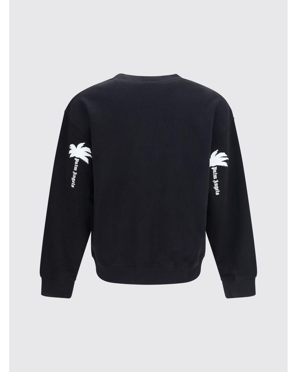 Palm Angels Blue Contrast Logo Dropped-Shoulder Cotton Crewneck Sweatshirt for men