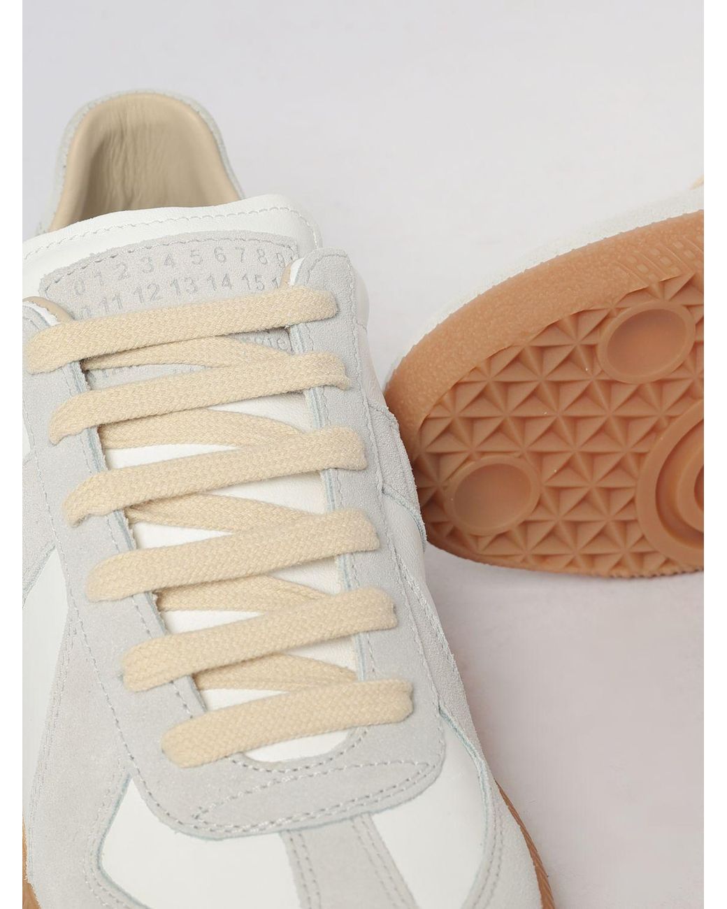 Maison Margiela White Replica Bicolor Leather And Suede Low-Top Sneakers