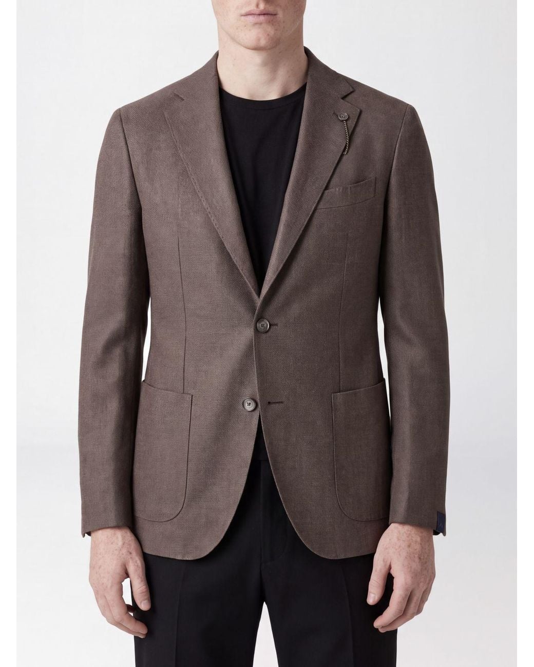 Santaniello Brown Classic Single-Breasted Blazer for men