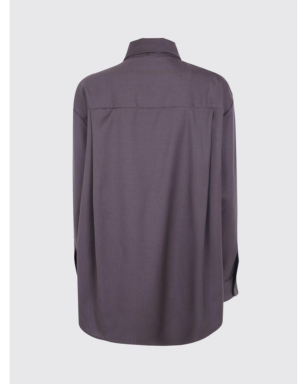 Frankie Shop Purple Slim Fit Wool Blend Shirt With French Collar