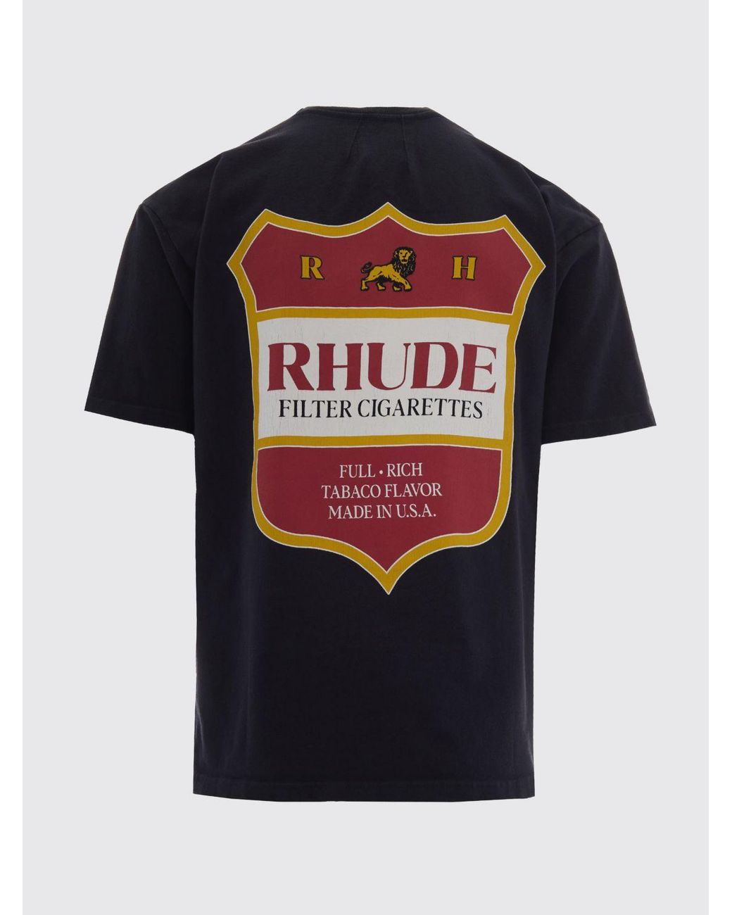 Rhude Black Cotton T-Shirt With Logo Crest And Dropped Shoulders for men