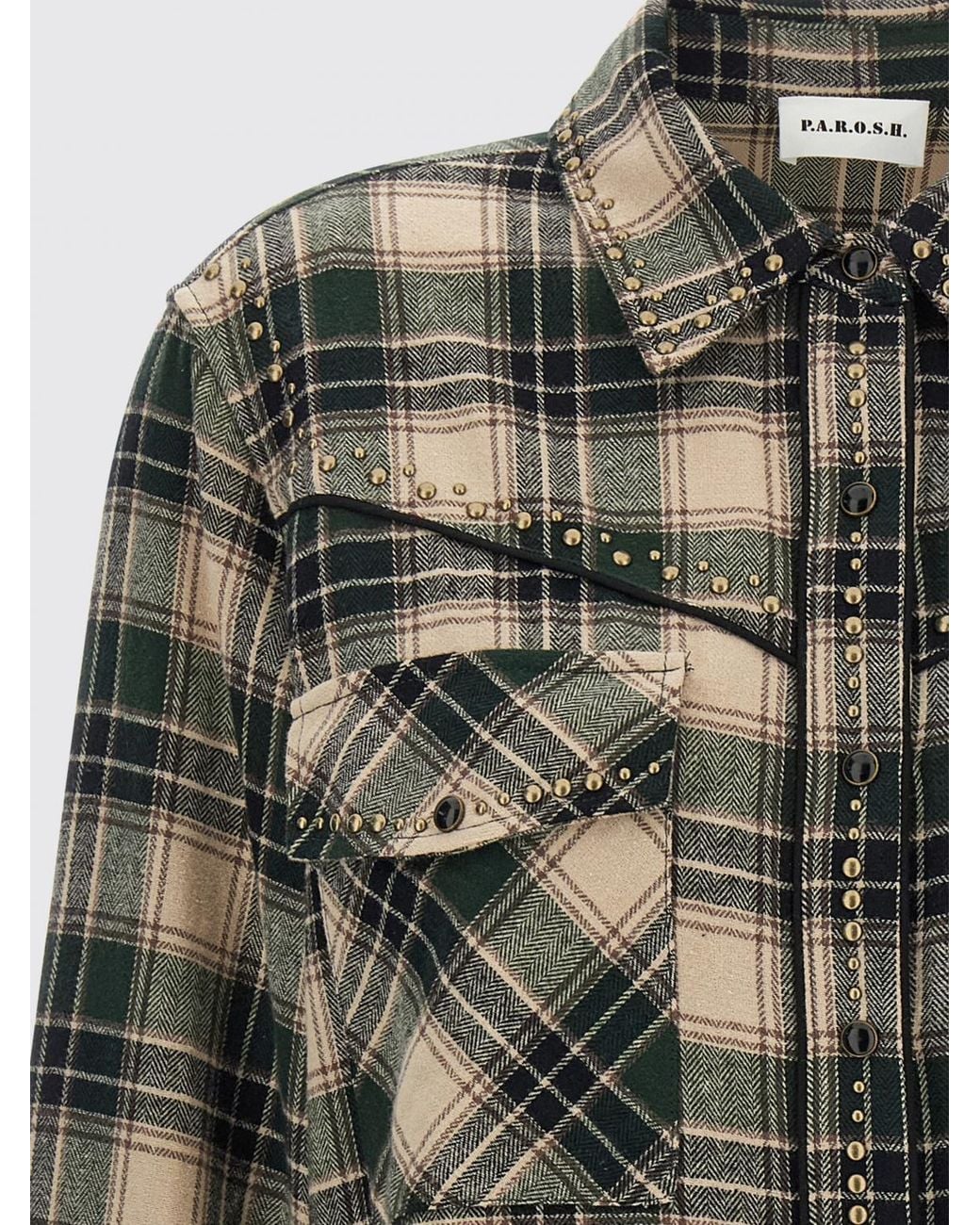 P.A.R.O.S.H. Blue P.A.R.O.S.H. Check Cotton Shirt With Stud Embellishments