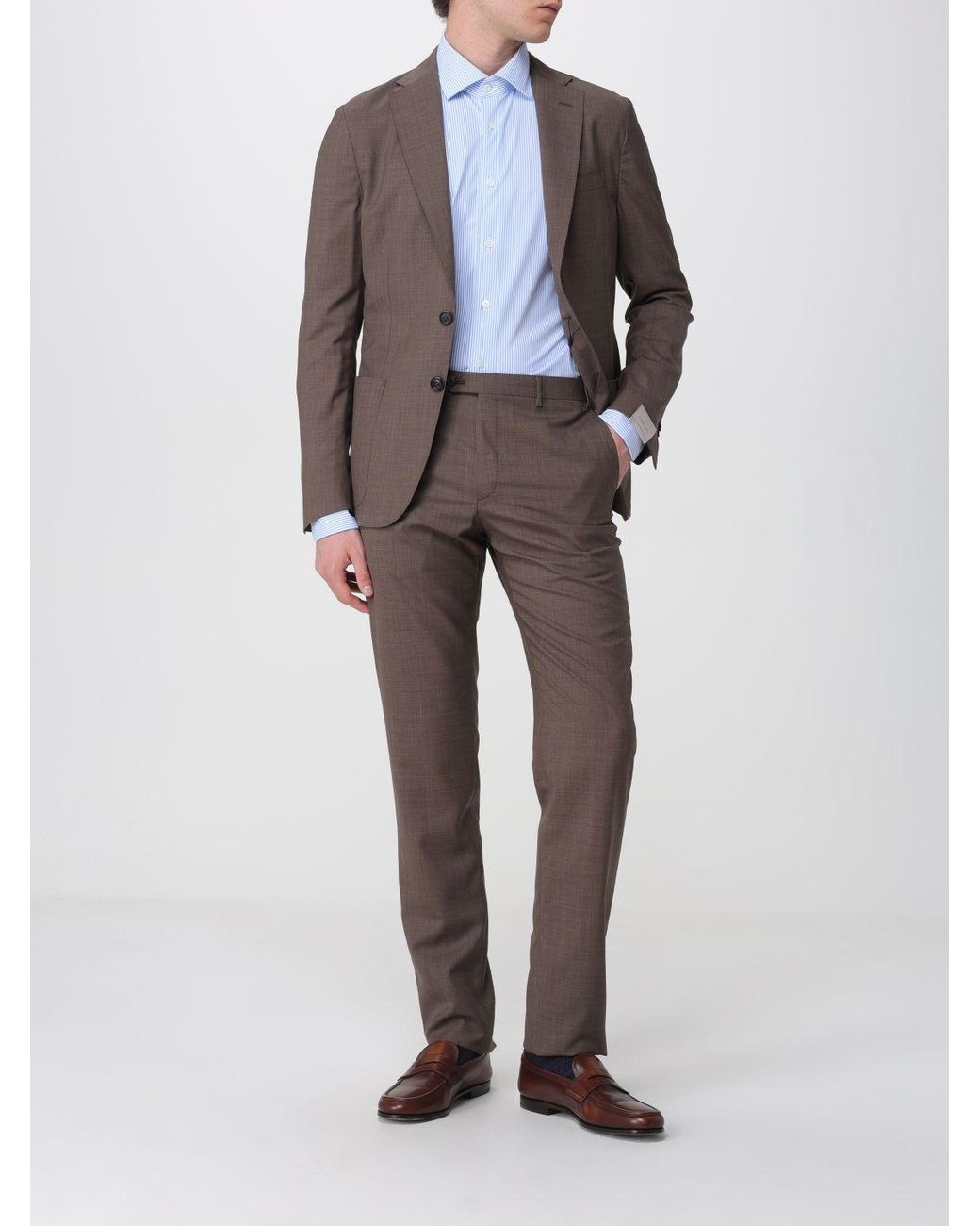 Corneliani Brown Wool Blend Single-Breasted Suit for men