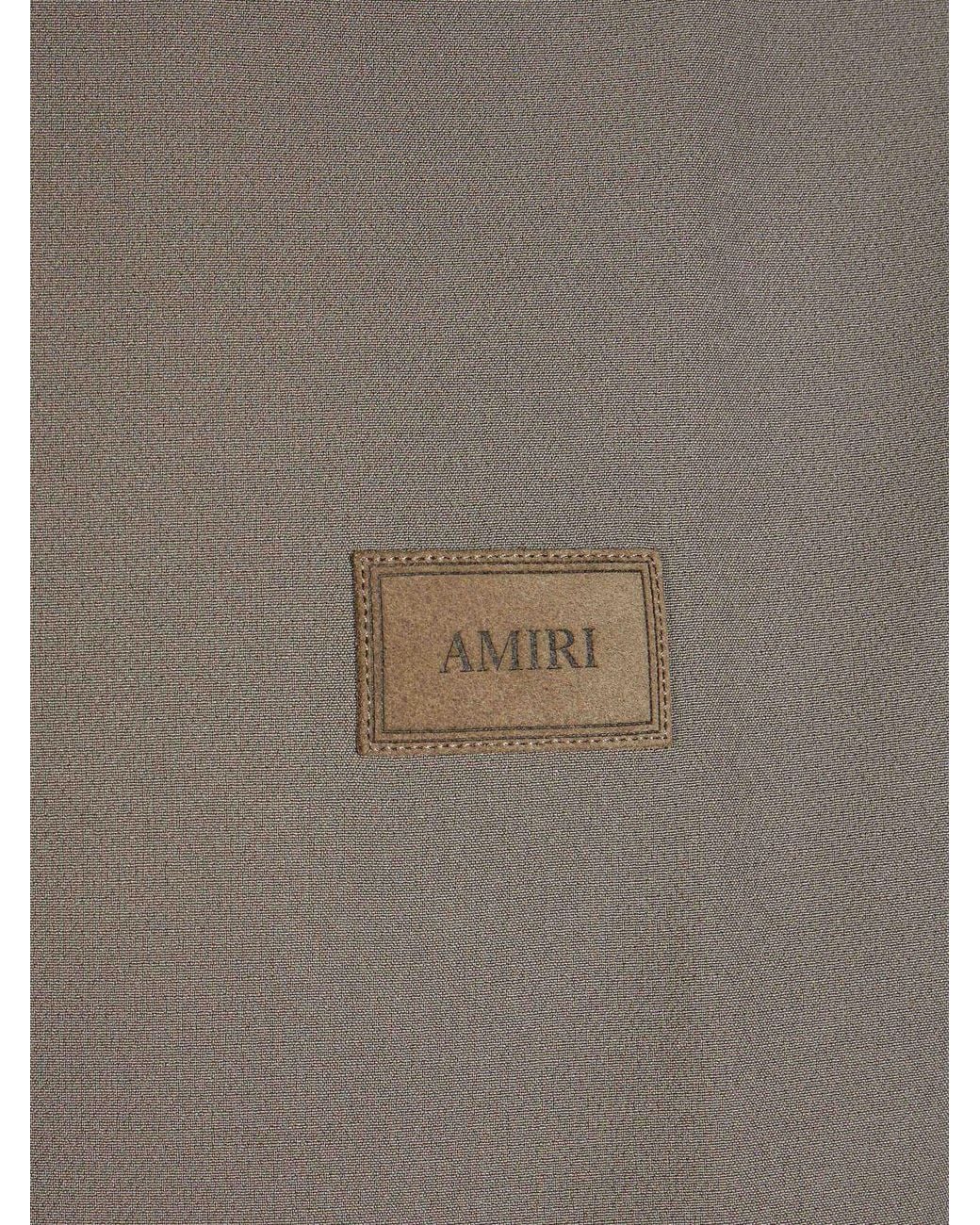Amiri Gray Stretch Polyester Bomber Jacket With High Neck And Logo for men