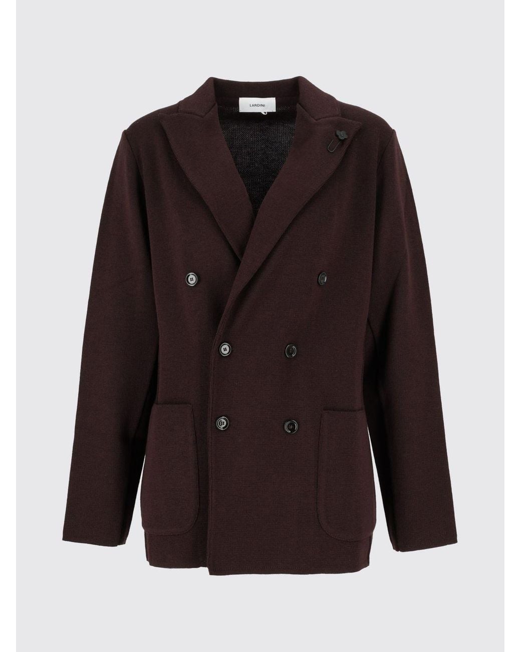 Lardini Brown Double-Breasted Virgin Wool Blazer With Peak Lapels for men