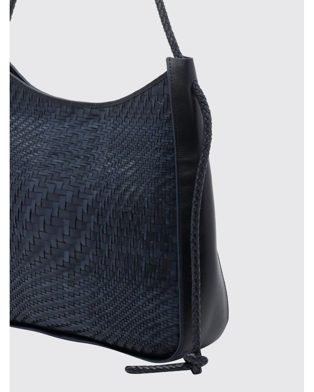 Dragon Diffusion Blue Woven Leather Tote Bag With Single Handle