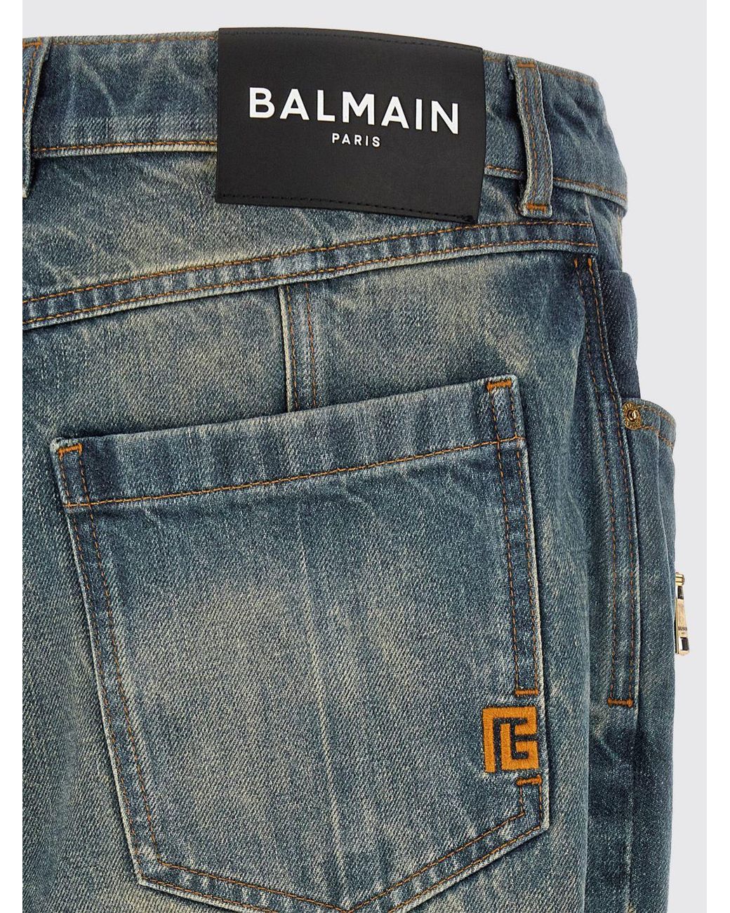 Balmain Blue Cotton Denim Skinny Fit Jeans for men