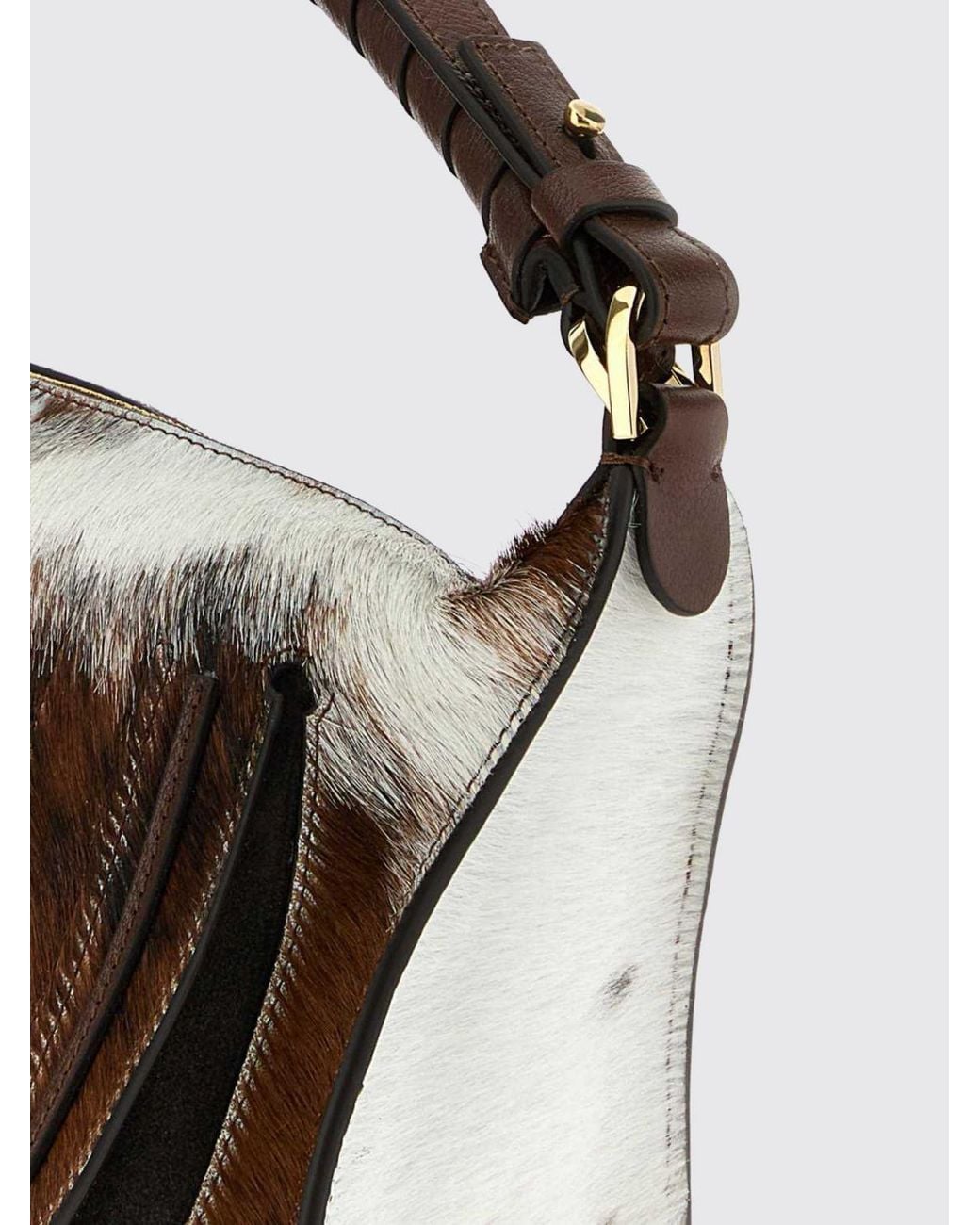 Chloé Brown ChloÉ Marcie Animal Motif Leather And Pony Hair Handbag With Braided Handles