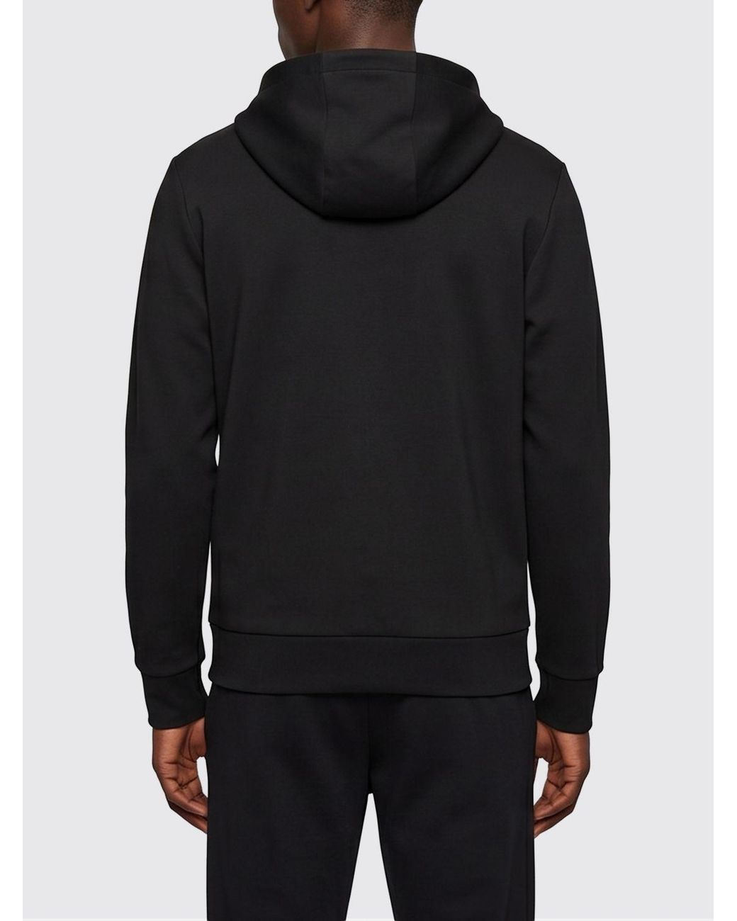Boss Black Saggy Cotton Hoodie With Zip And Lettering Logo for men