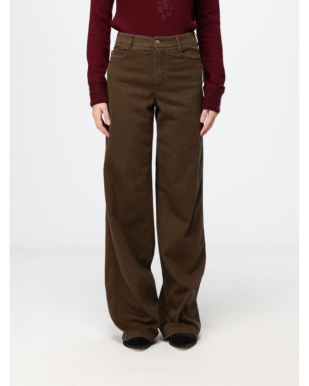 Ermanno Scervino Brown Mid-Rise Wide-Leg Baggy Jeans