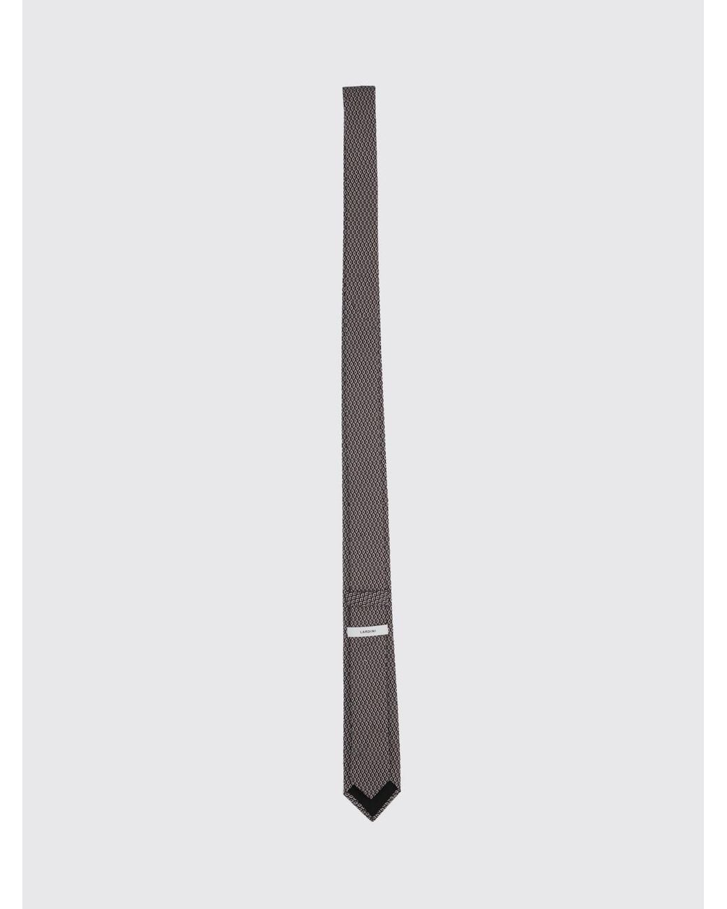 Lardini White Silk Tie With Geometric Diamond Pattern for men