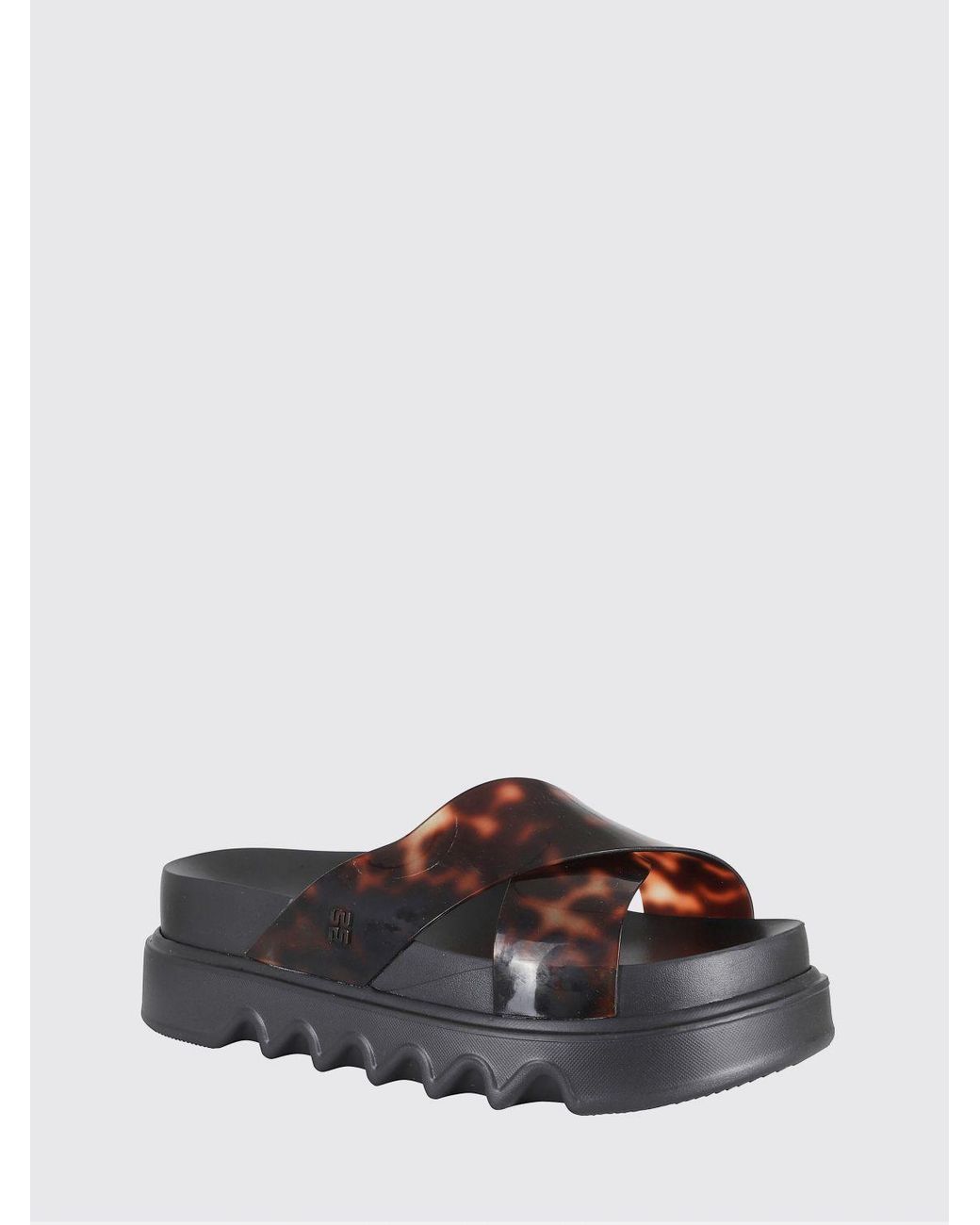 Melissa White Cozy Cross Platform Ad Tortoiseshell Print Pvc Sandals