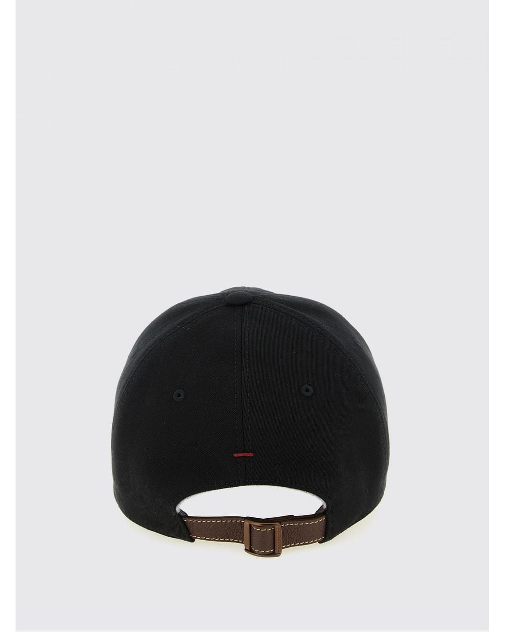 Brunello Cucinelli Black Cotton Baseball Cap With Embroidered Logo for men