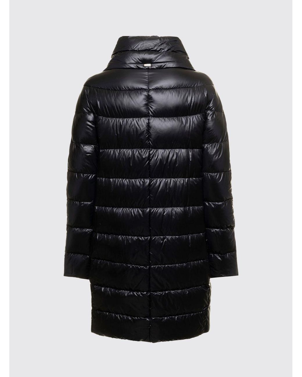 Herno Black Dora Long Water-Repellent Ultralight Nylon Down Coat