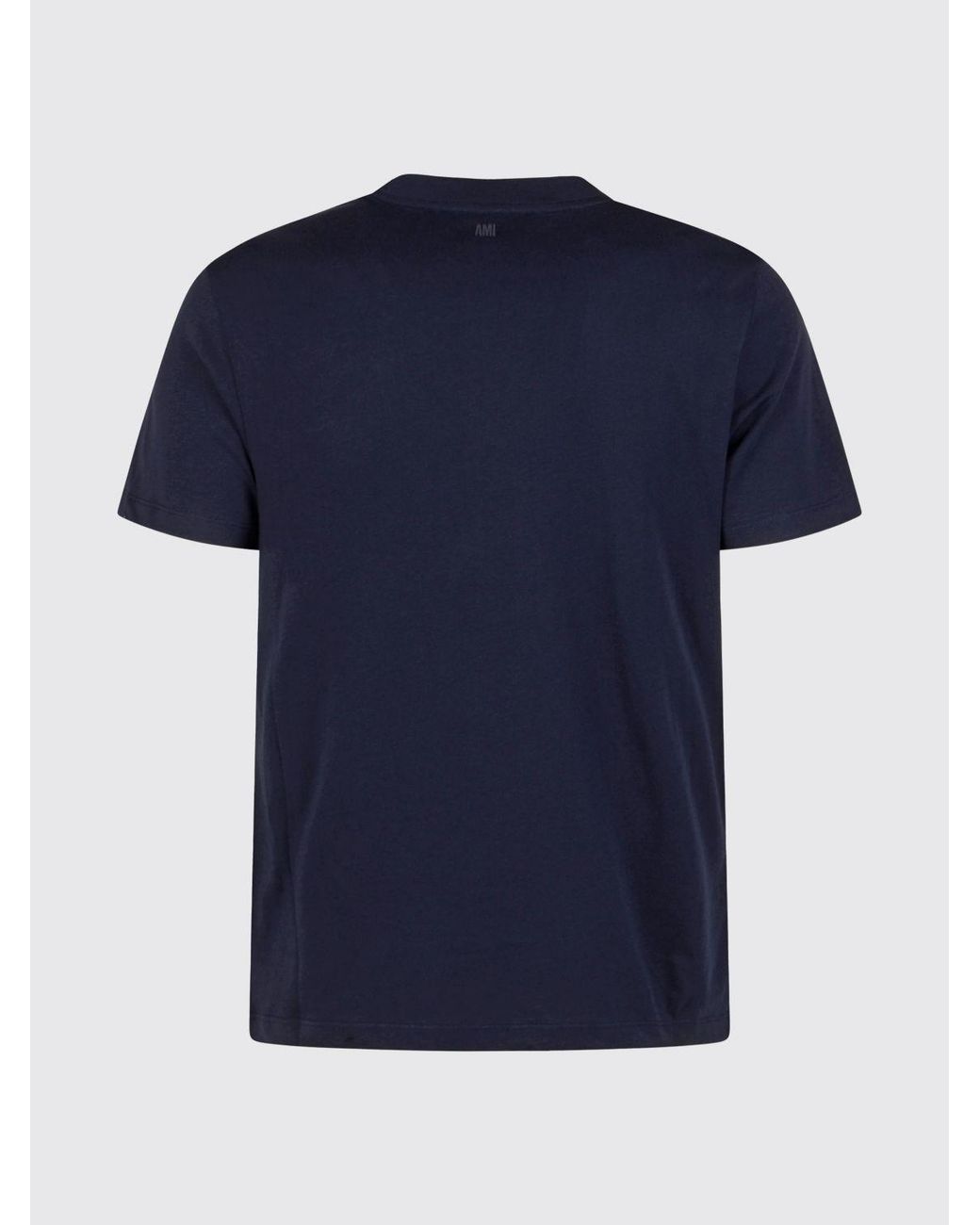 AMI Blue Cotton T-Shirt With Logo for men