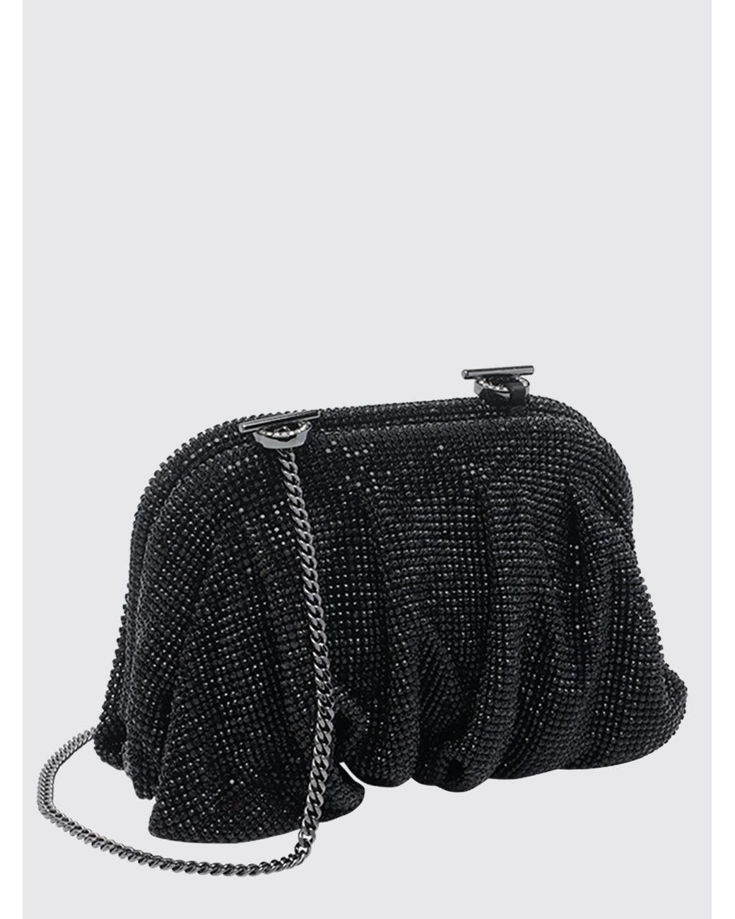 Benedetta Bruzziches Black Venus Draped Crystal Mesh Mini Bag With Strap