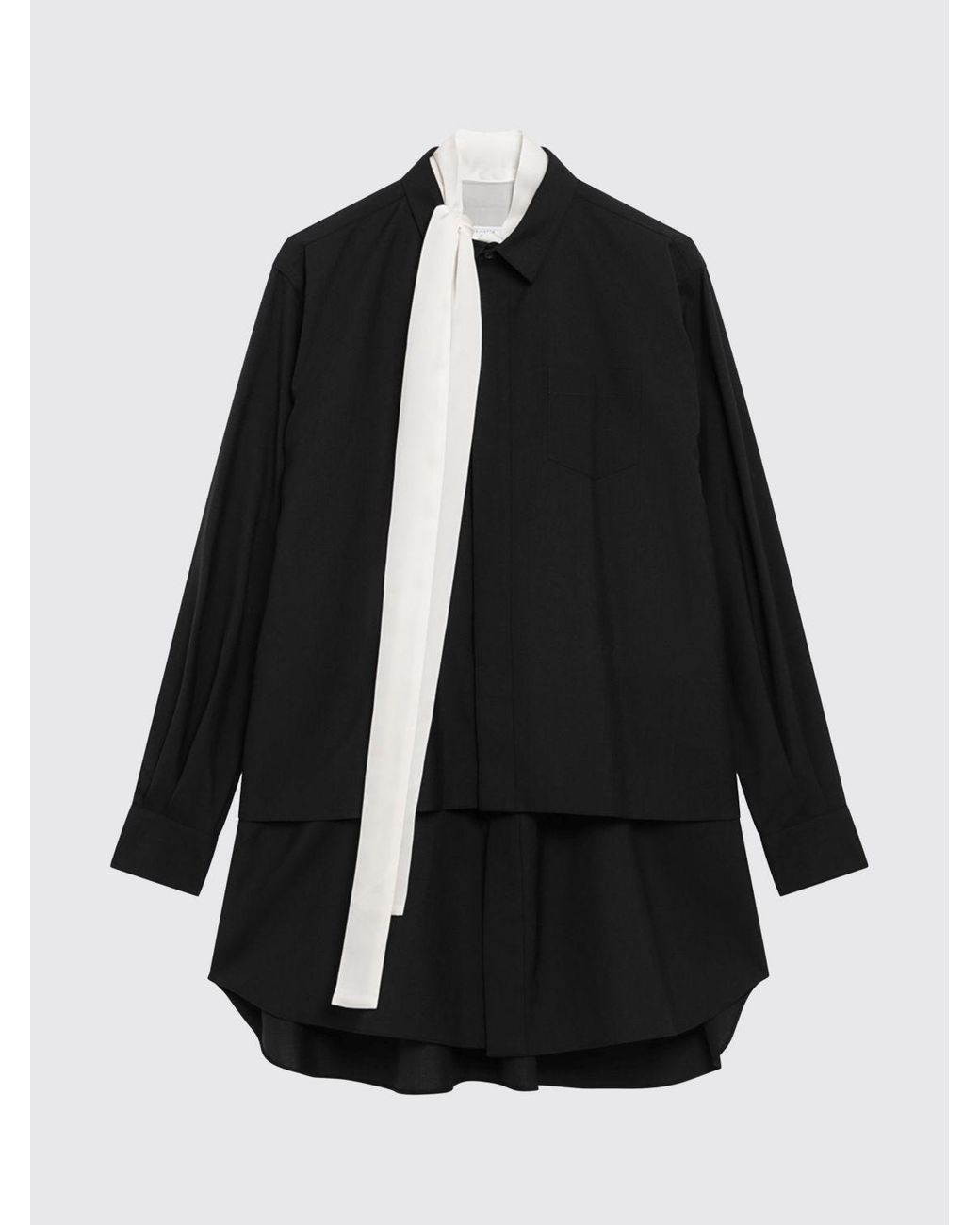 SACAI X CARHARTT WIP Blue Long Crêpe Shirt Dress With Asymmetric Hem