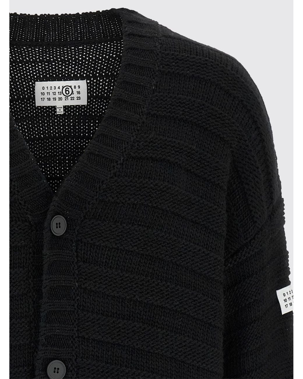 MM6 by Maison Margiela Blue Relaxed Fit Distressed-Effect Wool-Blend Cardigan for men