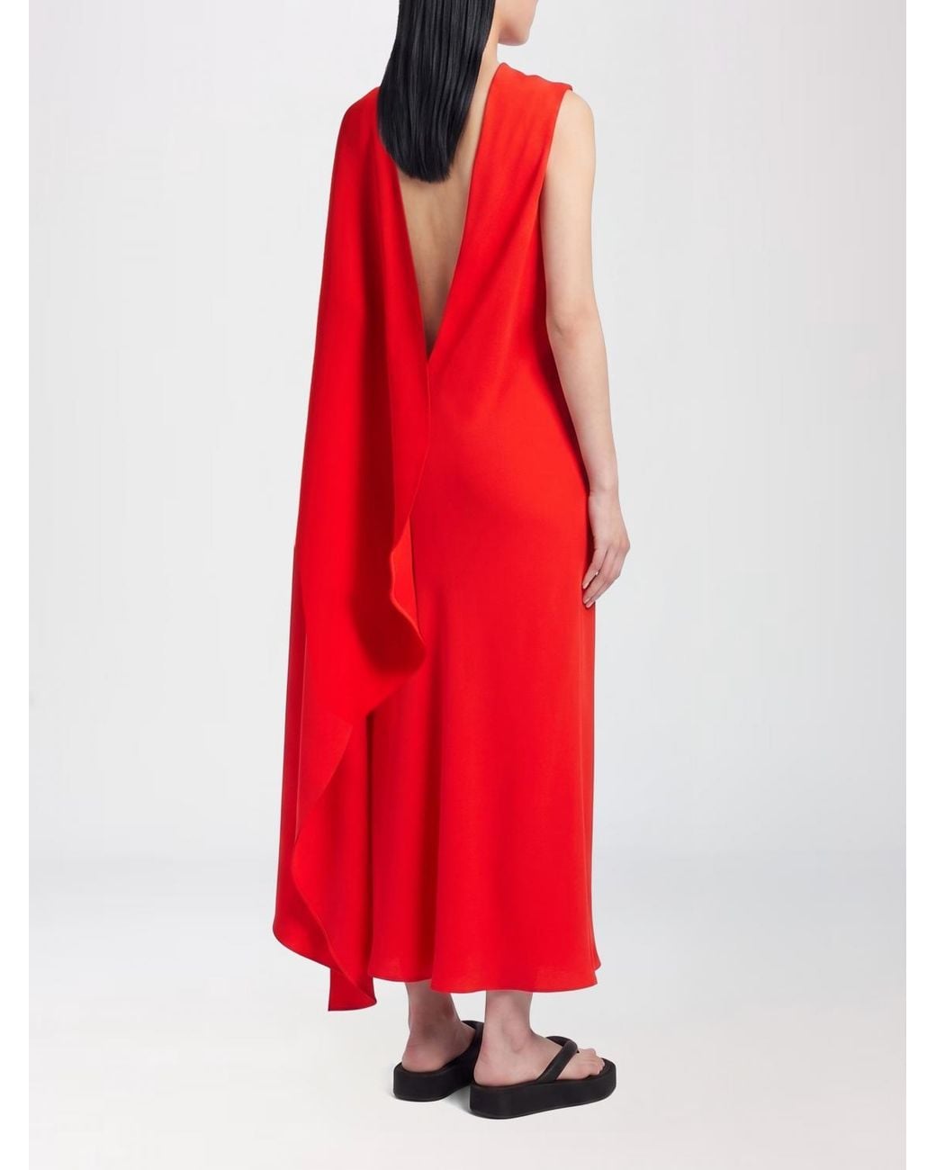 Balenciaga Red Silk Midi Dress