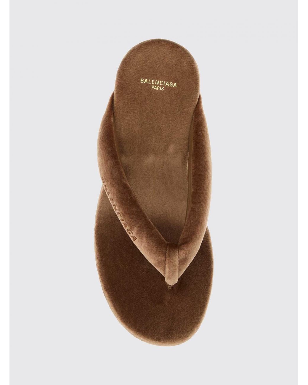Balenciaga Brown Gaeta Velvet Wedge Thong Sandals