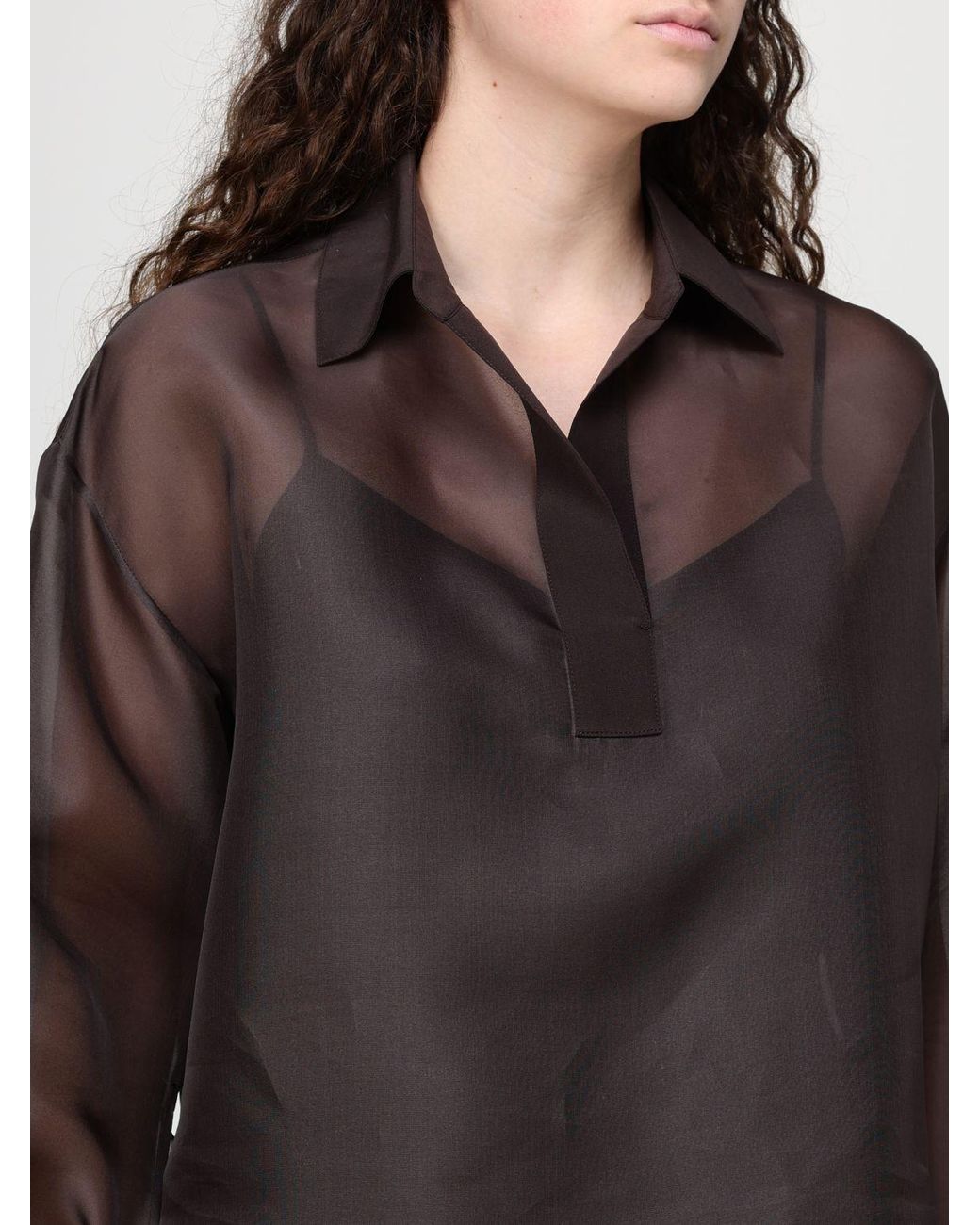 Agnona Brown Silk Organza Shirt
