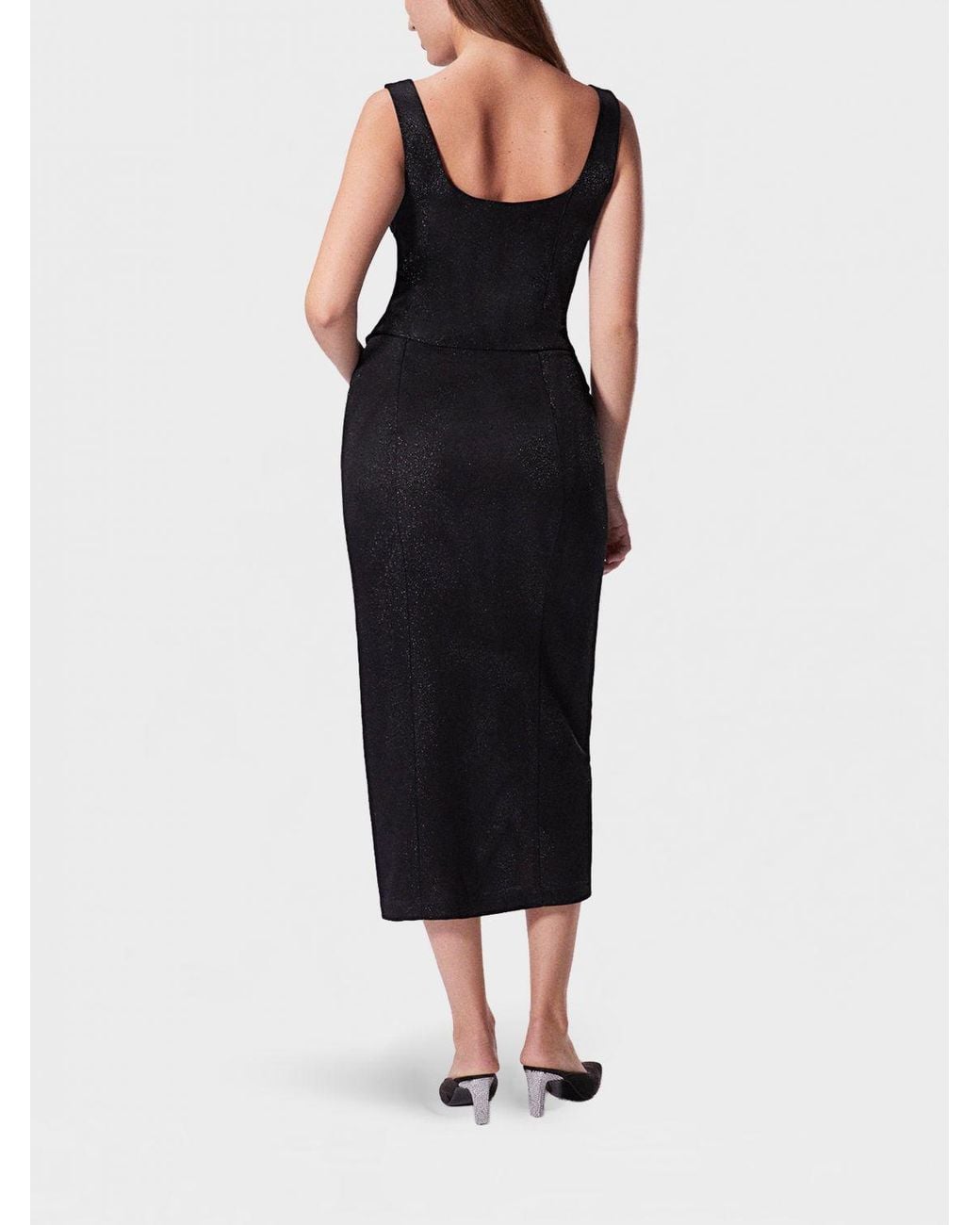 MACCAPANI Black Glitter Cotton Blend Pencil Skirt