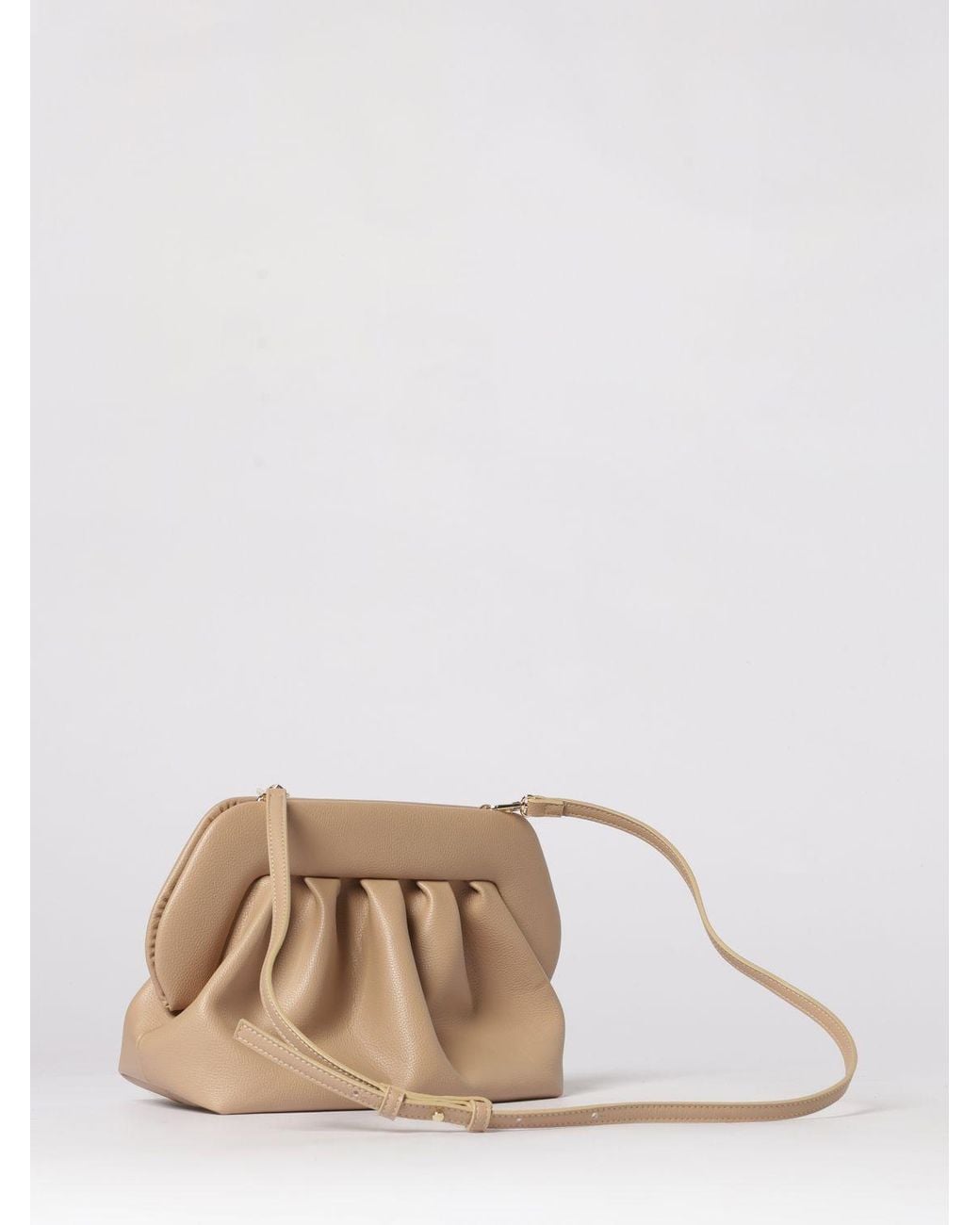 THEMOIRÈ Natural Themoir&Egrave Draped Vegan Leather Bios Clutch Themoiré