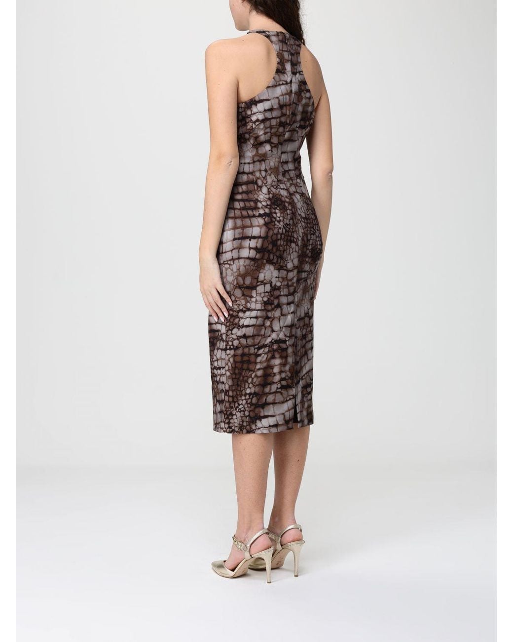 Elisabetta Franchi Brown Python Print Viscose Dress