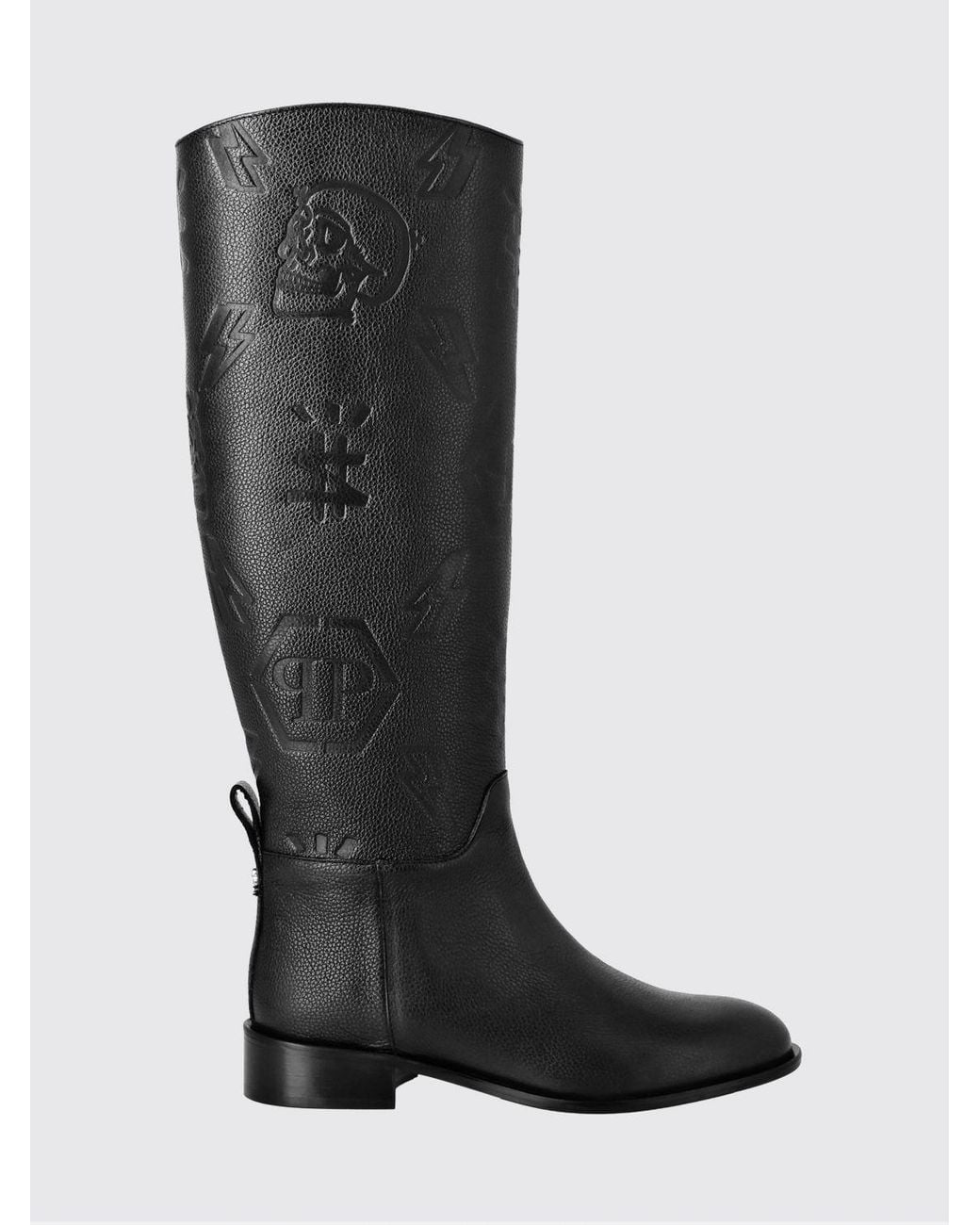 Philipp Plein Black Knee-High Boots