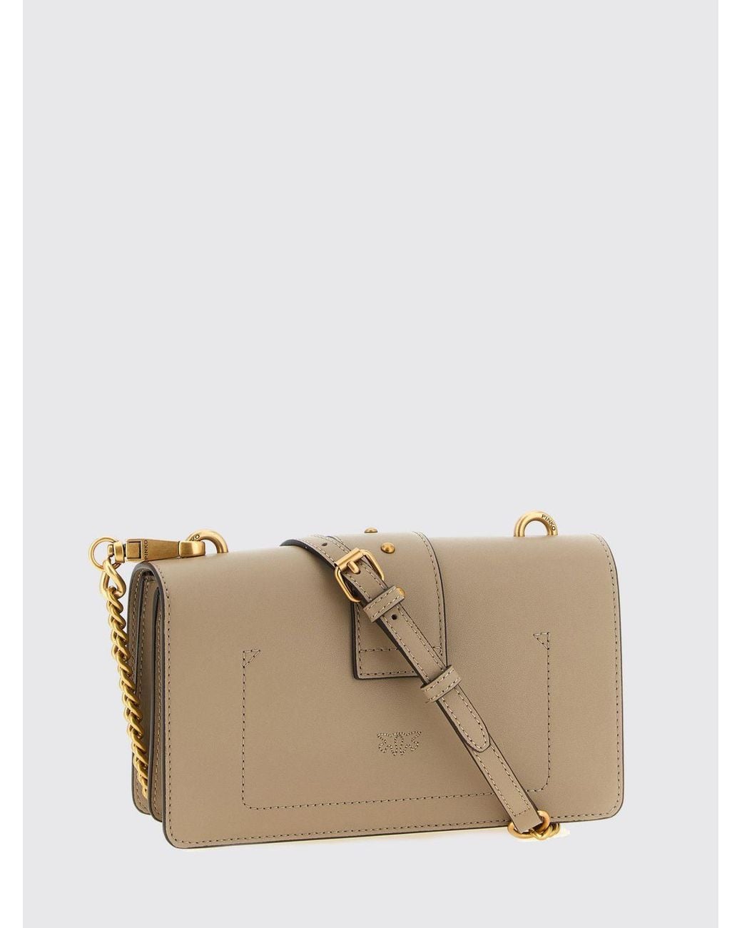 Pinko Natural Love Bag One Studded Leather Mini Crossbody Bag With Logo