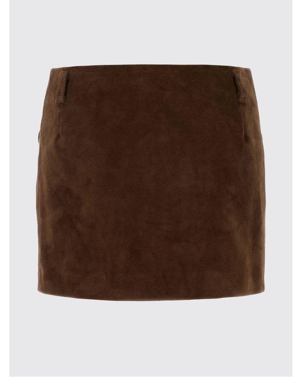 Marni Brown Bicolour Abstract Pattern Suede Leather Pencil Mini Skirt