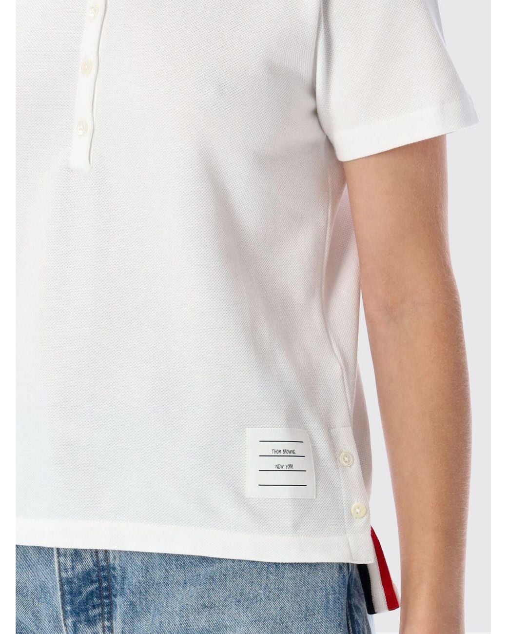 Thom Browne White 4-Bar Cotton Polo