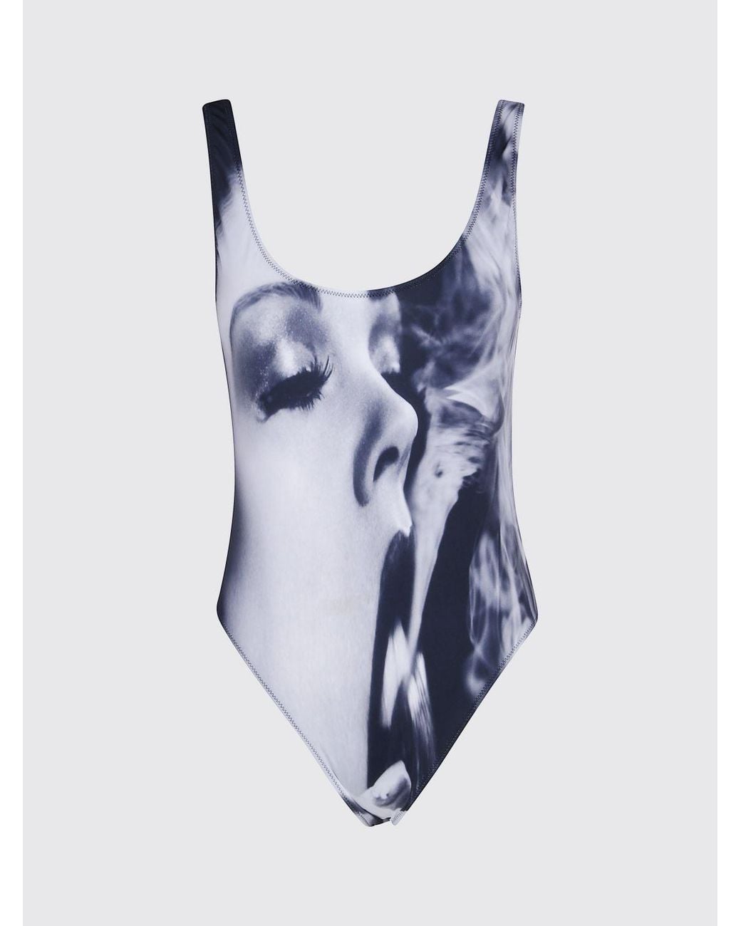 Jean Paul Gaultier Black One-Piece Swimsuit With Graphic Print And Deep U-Neckline