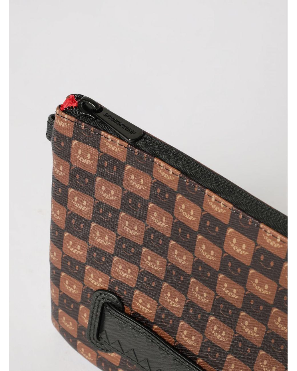 Sprayground Multicolor Pvc Document Holder With Check Pattern And Shoulder Strap for men