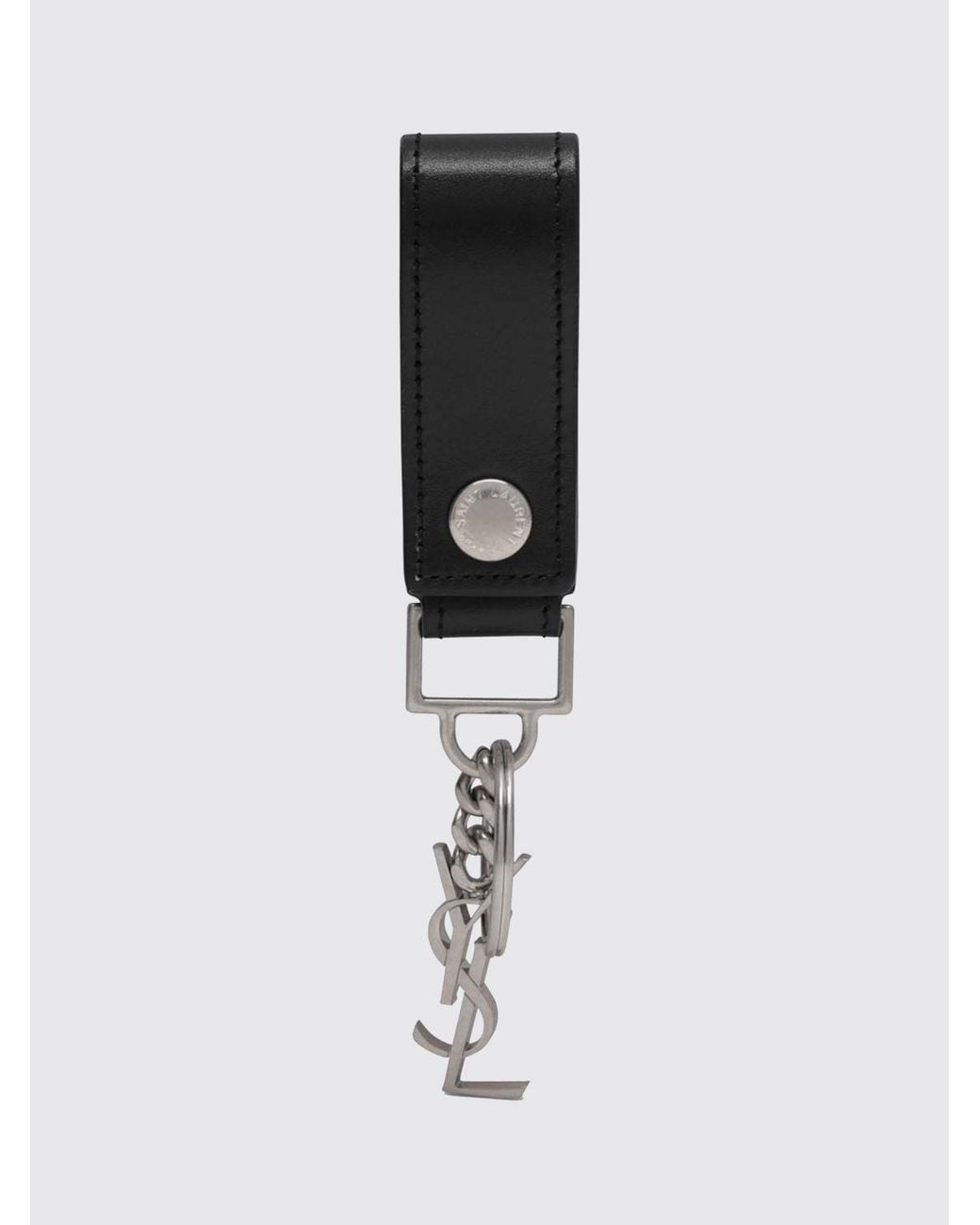 Saint Laurent Black Ysl Leather Keyring for men