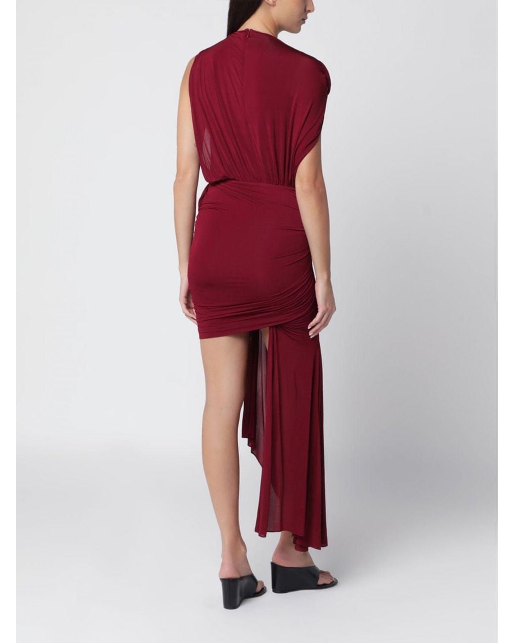 Christopher Esber Red One-Shoulder Draped Jersey Midi Dress