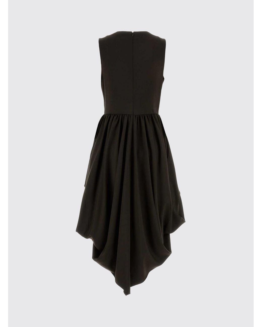 Loewe Black Sleeveless Slim Fit Asymmetrical Wool-Blend Midi Dress