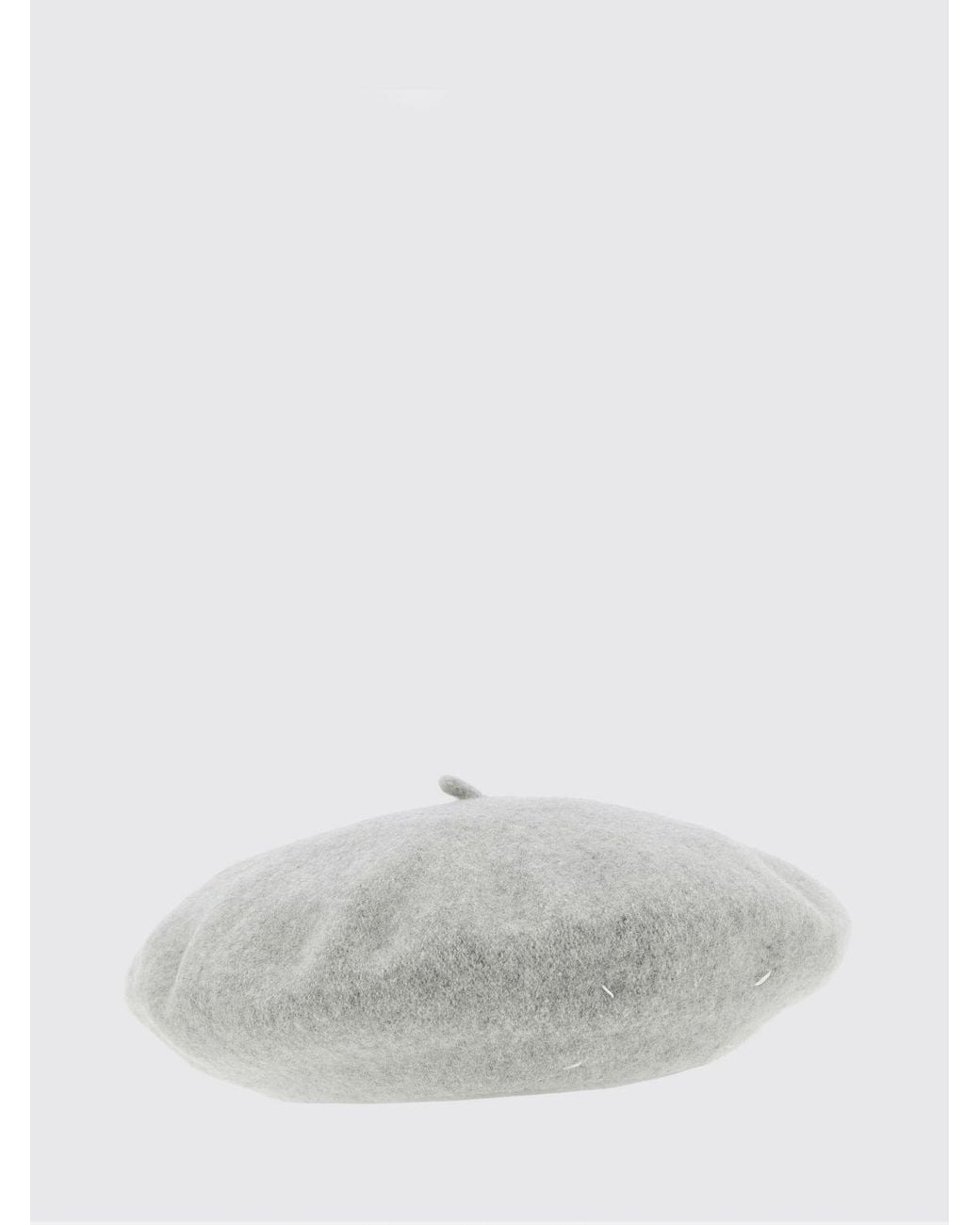 Maison Margiela White Wool Beret With Iconic Four Stitches