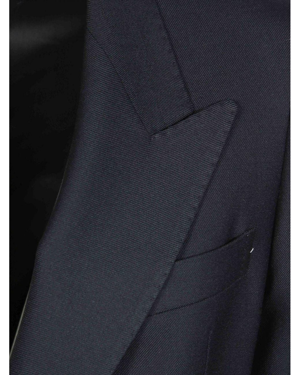 Tagliatore Blue Double-Breasted Virgin Wool Blazer With Peak Lapels
