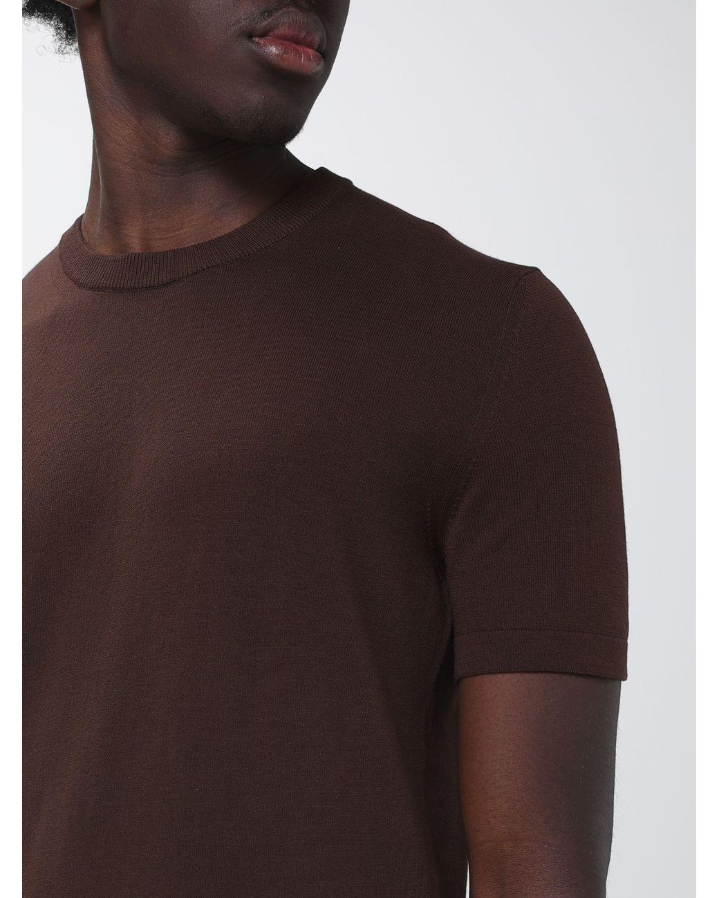 Brooksfield Brown Cotton Crew Neck Sweater for men