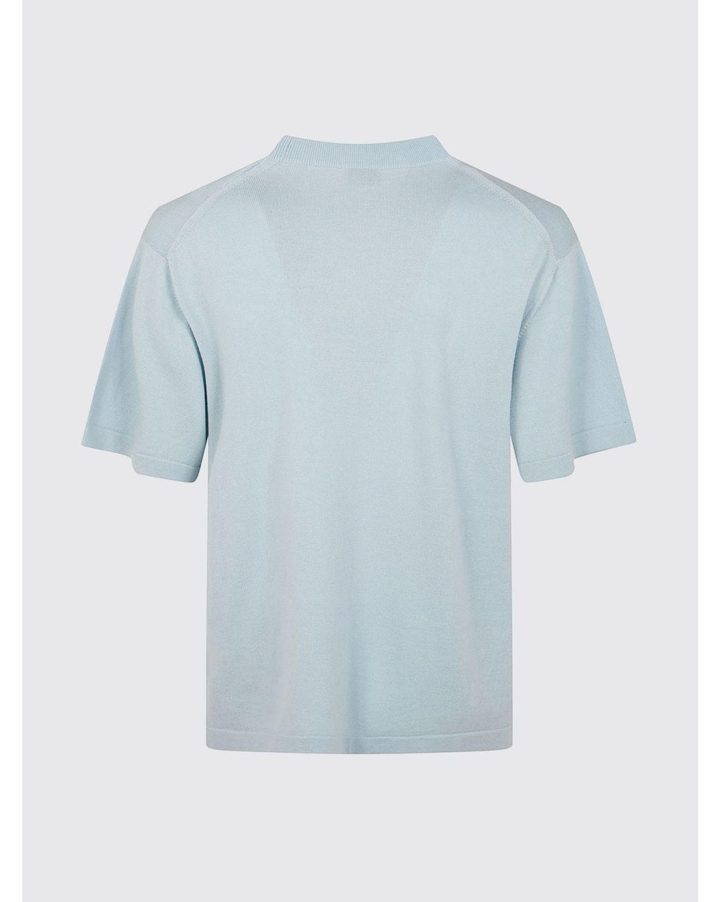 KENZO Blue Dropped Shoulder Pure Wool Logo T-Shirt for men